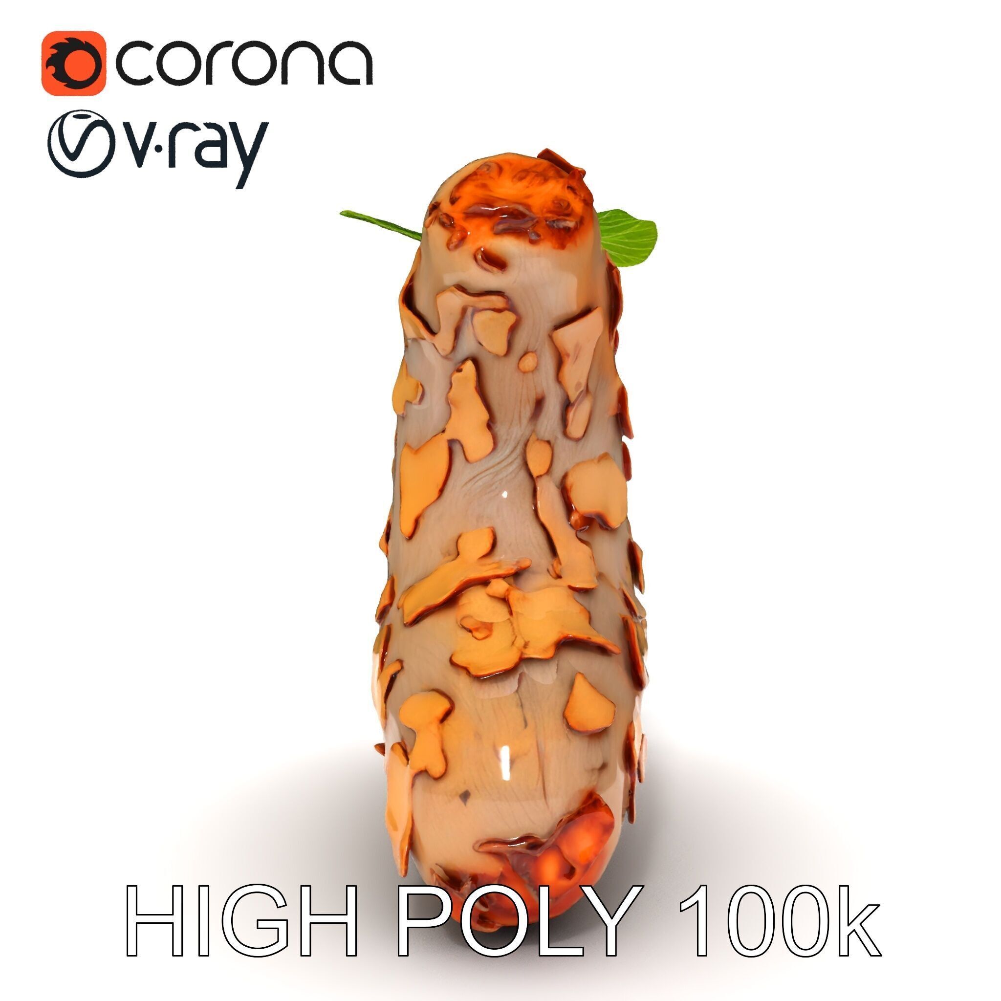 Dry Tree Branch with Leaves Model Pack Low-poly 3D model_22