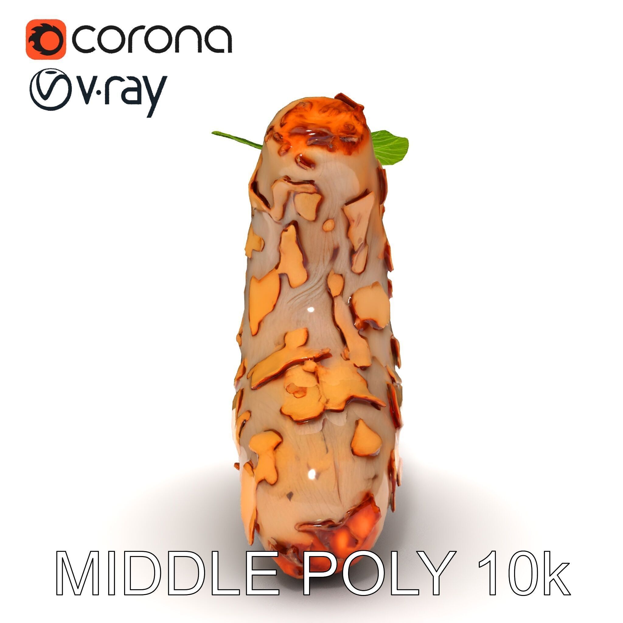 Dry Tree Branch with Leaves Model Pack Low-poly 3D model_32