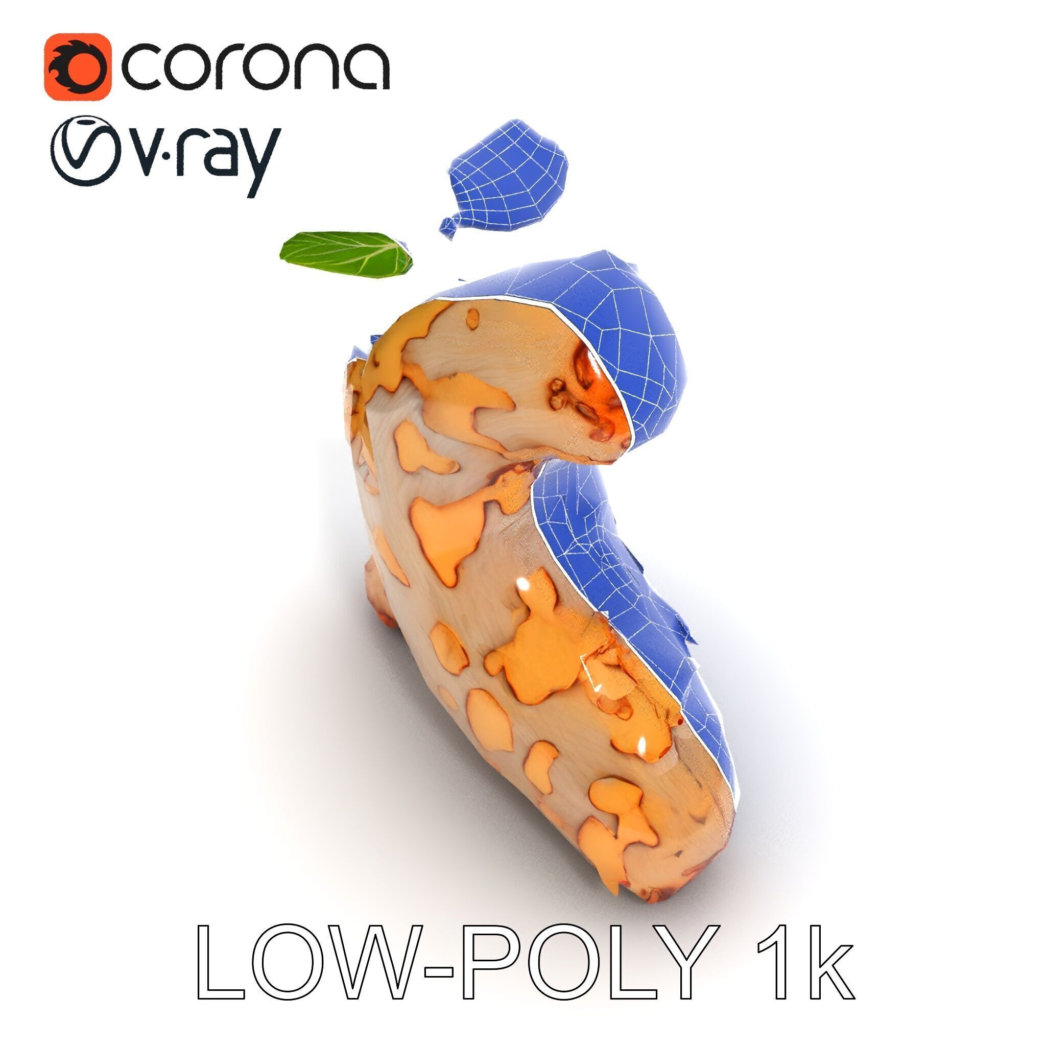 Dry Tree Branch with Leaves Model Pack Low-poly 3D model_33