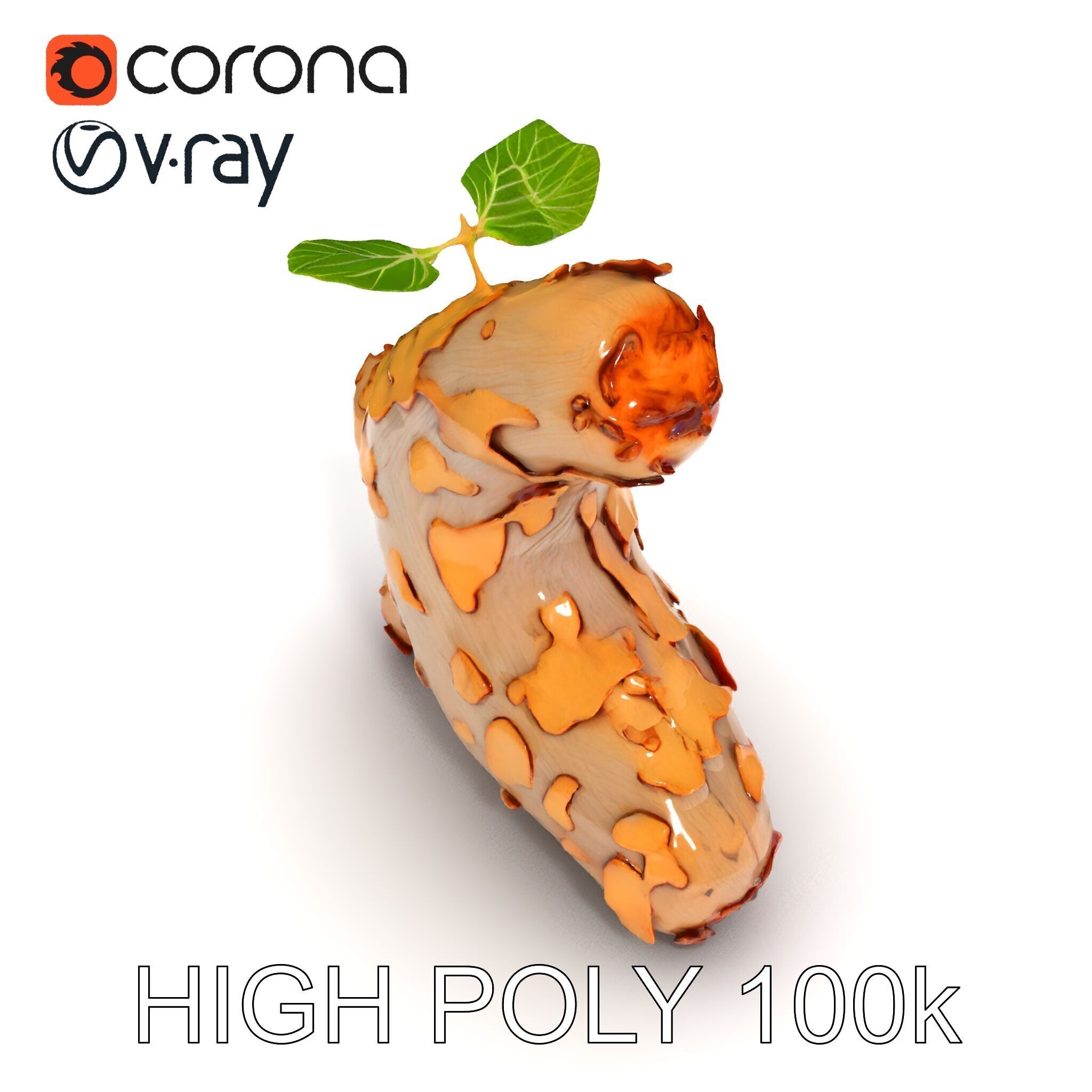 Dry Tree Branch with Leaves Model Pack Low-poly 3D model_19