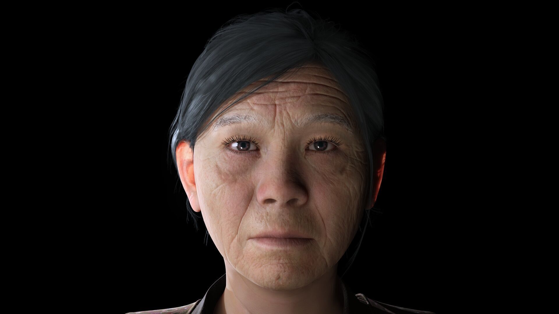 Realistic Elderly Woman 3D Model Game Ready Rigged Low-poly 3D model_11