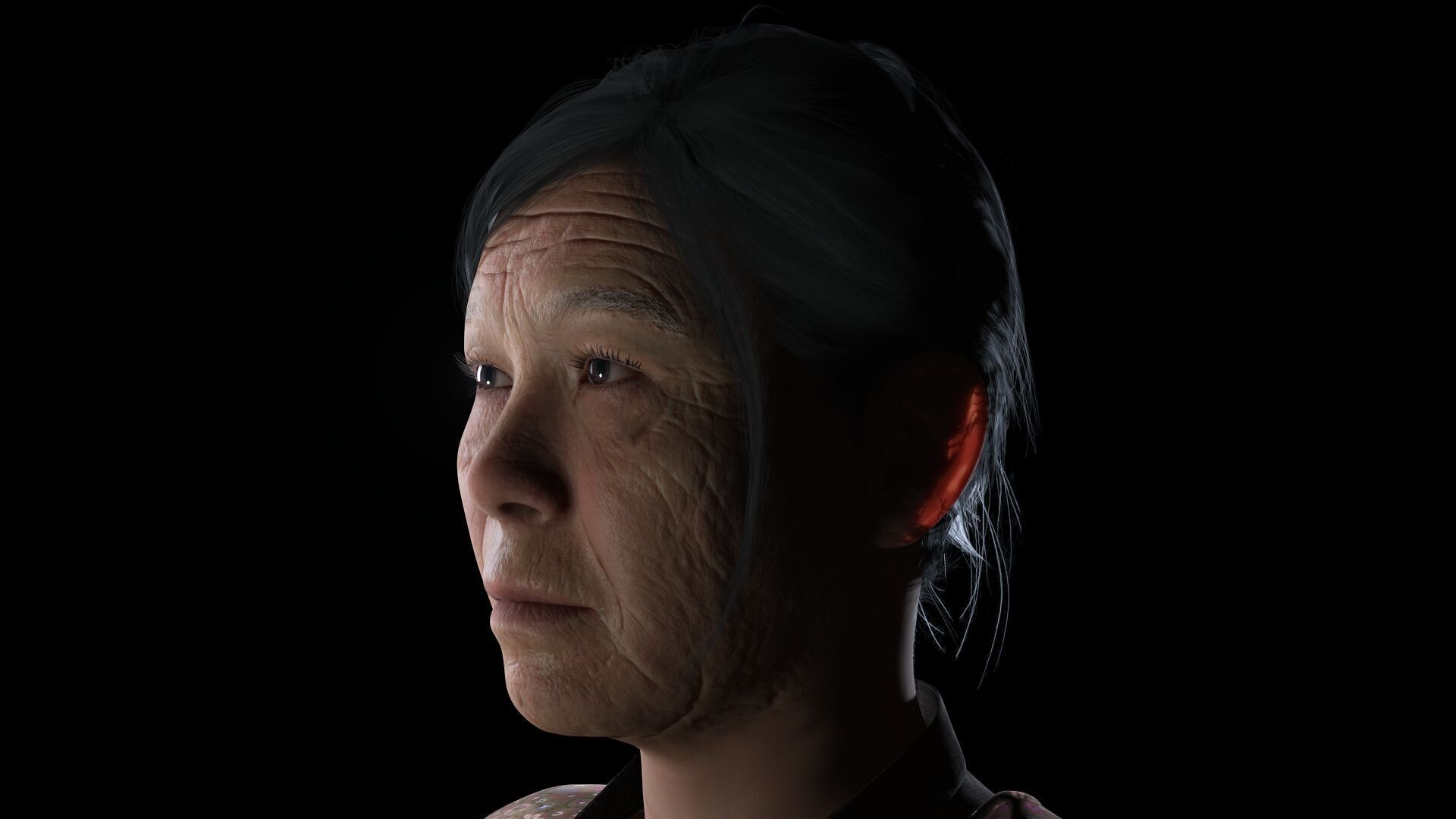 Realistic Elderly Woman 3D Model Game Ready Rigged Low-poly 3D model_12