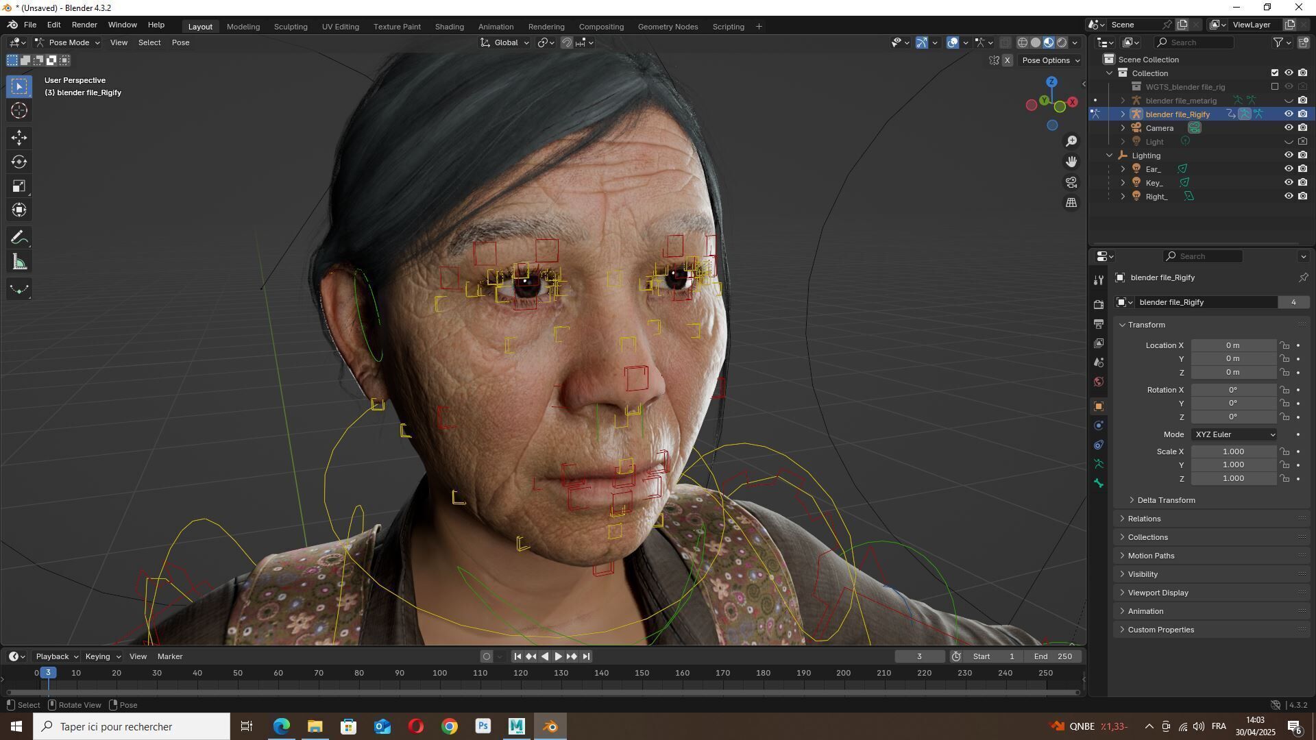 Realistic Elderly Woman 3D Model Game Ready Rigged Low-poly 3D model_20