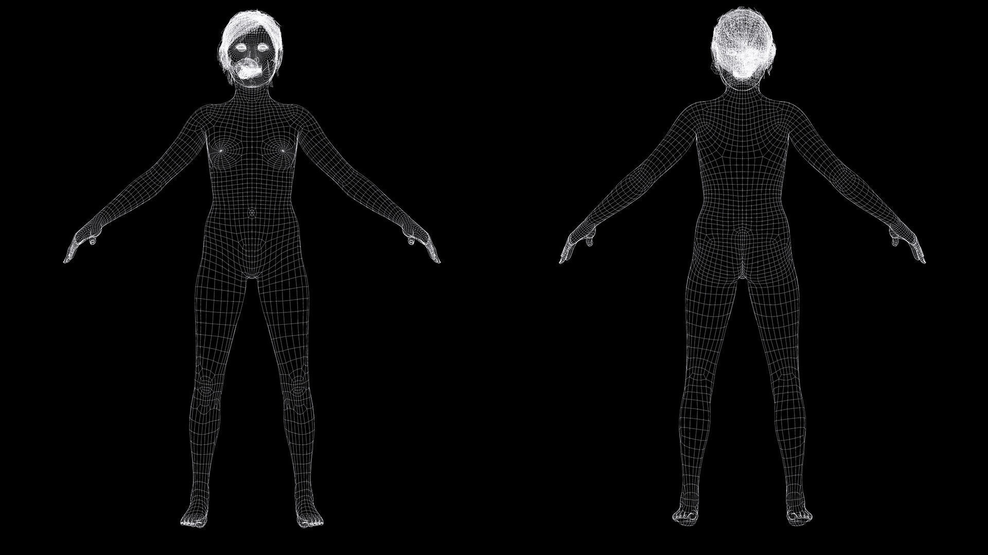 Realistic Elderly Woman 3D Model Game Ready Rigged Low-poly 3D model_5