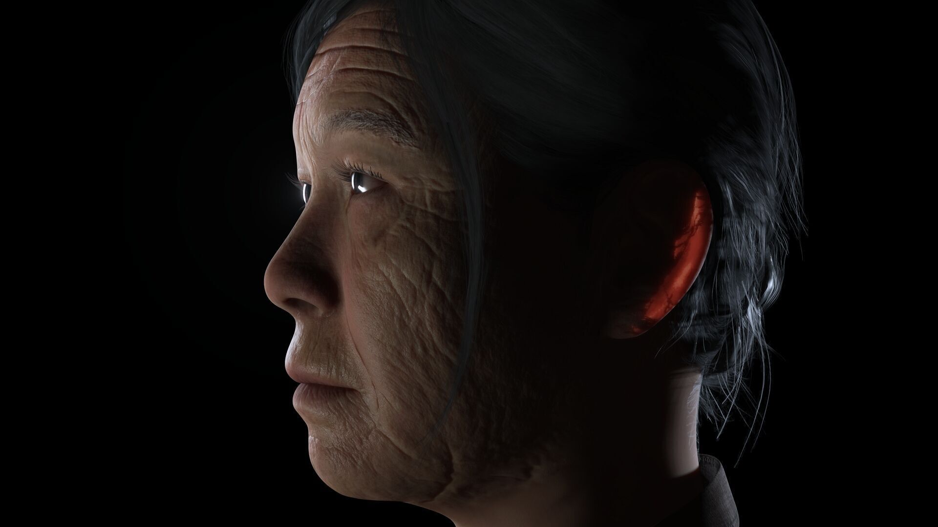 Realistic Elderly Woman 3D Model Game Ready Rigged Low-poly 3D model_13