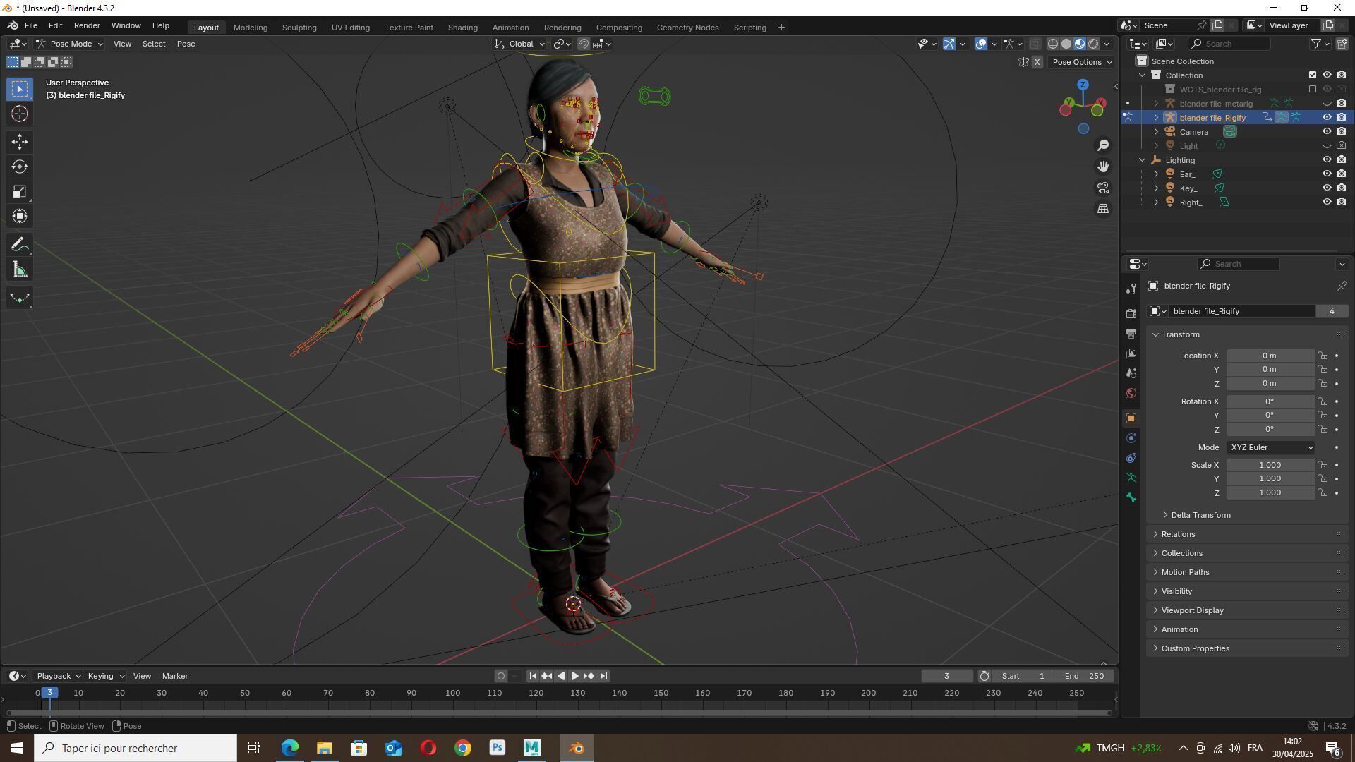 Realistic Elderly Woman 3D Model Game Ready Rigged Low-poly 3D model_19