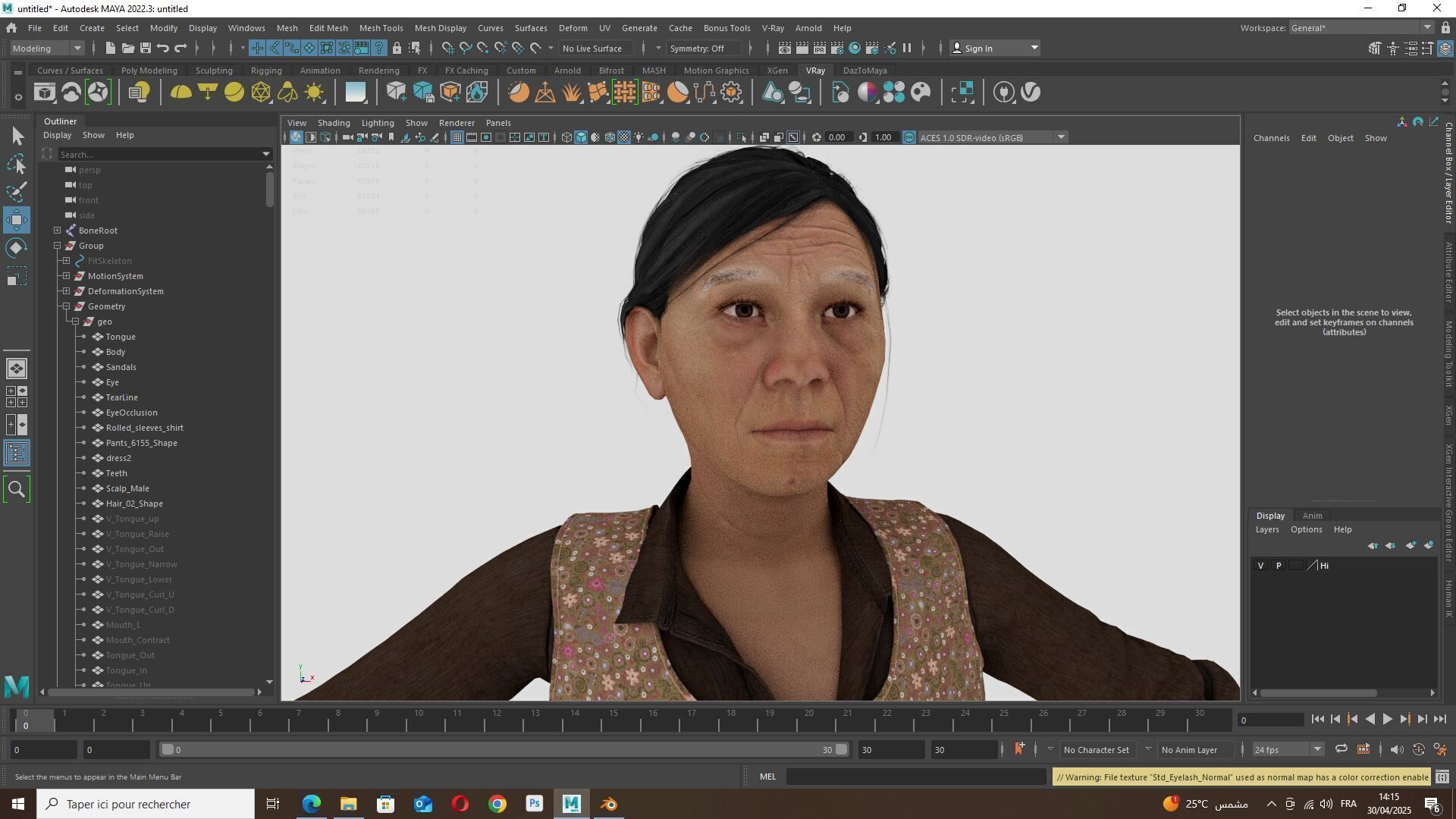 Realistic Elderly Woman 3D Model Game Ready Rigged Low-poly 3D model_17