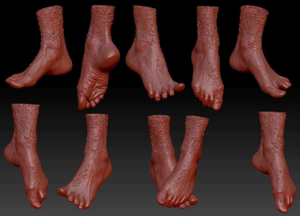 89 Scanned Hands Feet Gloves and Heads with Expression Animation 3D Model Collection_3