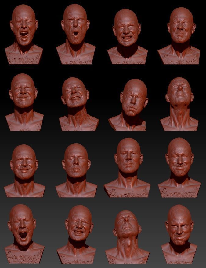 89 Scanned Hands Feet Gloves and Heads with Expression Animation 3D Model Collection_6