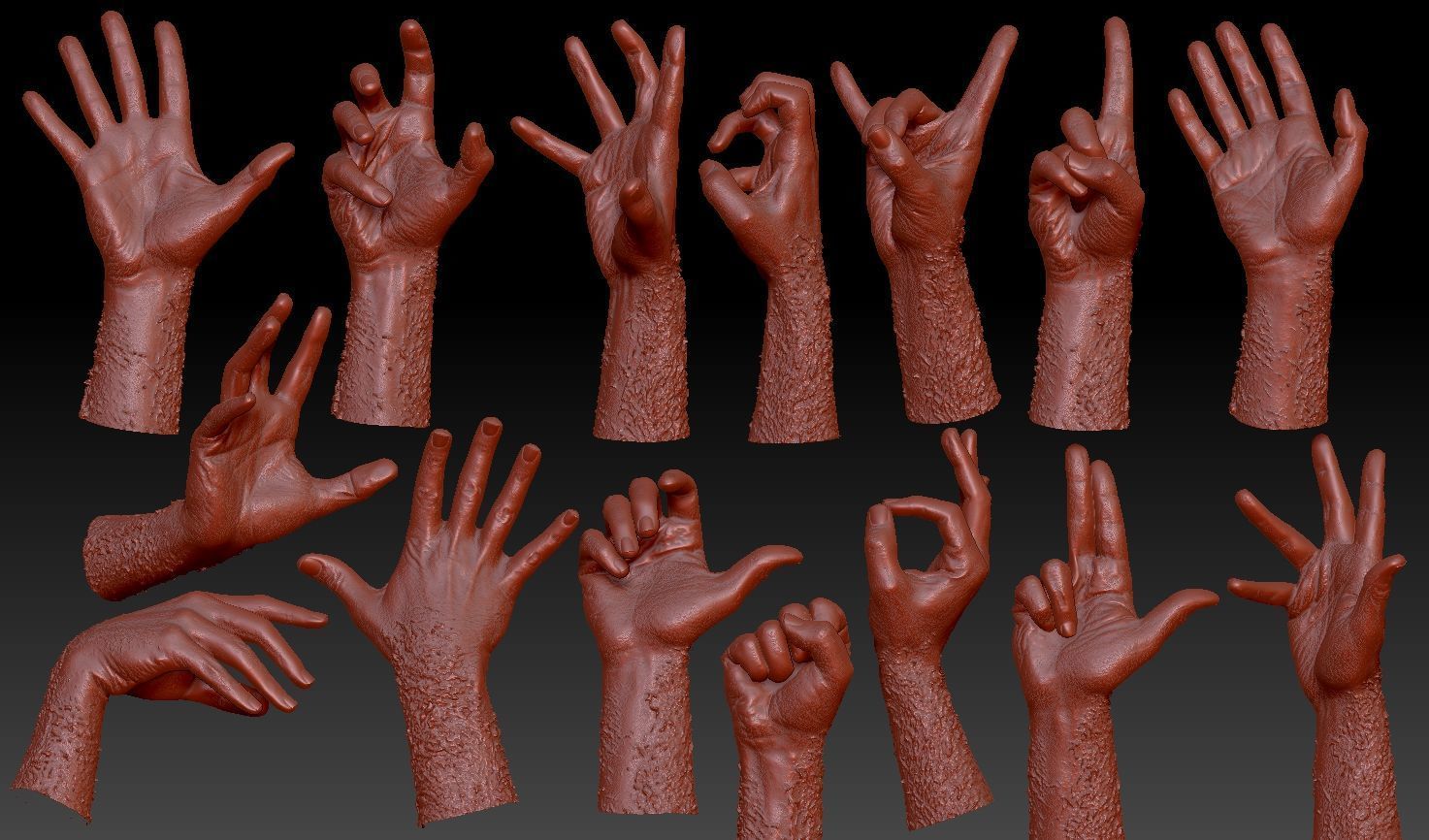 89 Scanned Hands Feet Gloves and Heads with Expression Animation 3D Model Collection_4