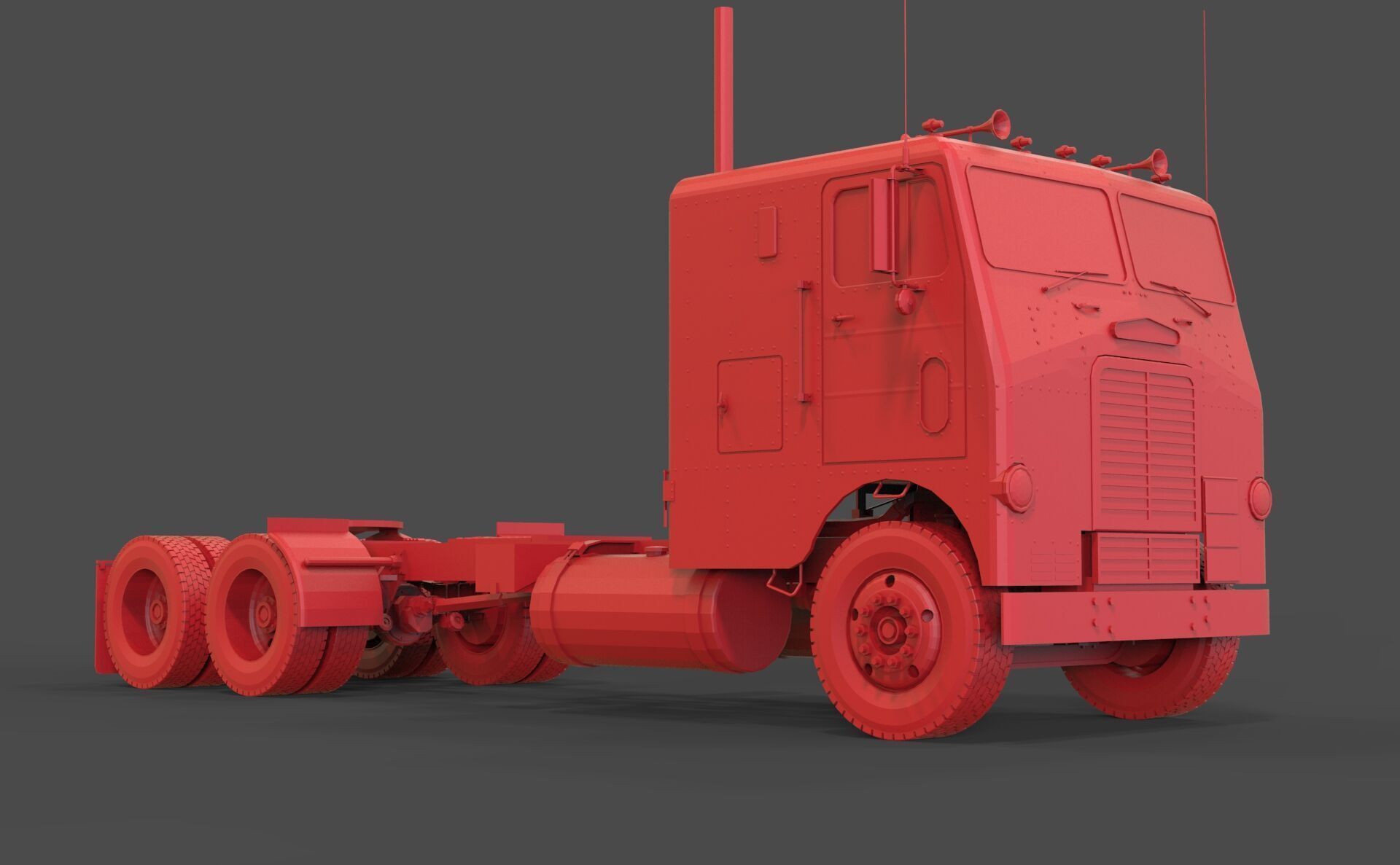 White Freightliner WF 3D print model_2