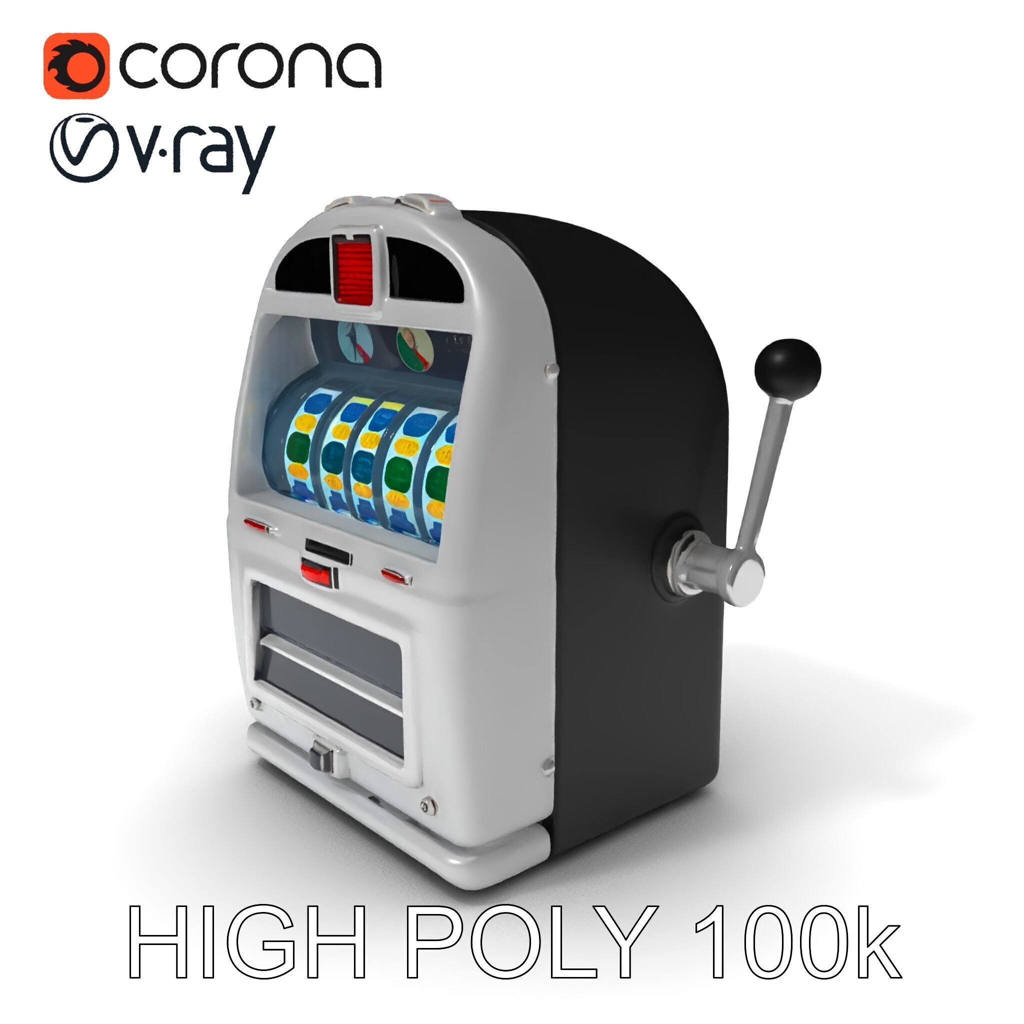 Vintage Slot Machine D Model Pack Low-poly 3D model_3