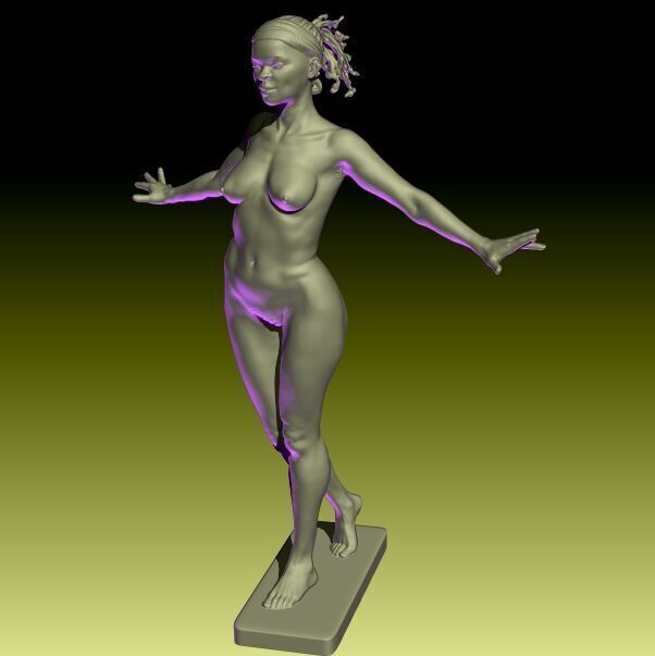 Tana Nude Female Figurine in Elegant Pose STL File 3D print model_5