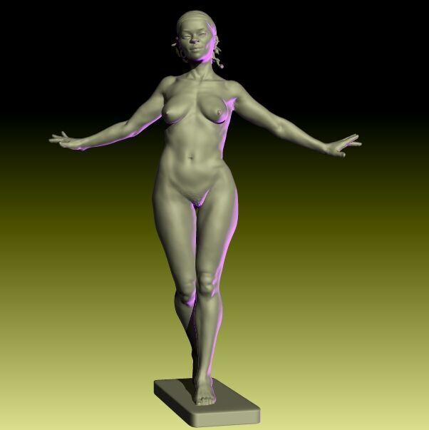 Tana Nude Female Figurine in Elegant Pose STL File 3D print model_1