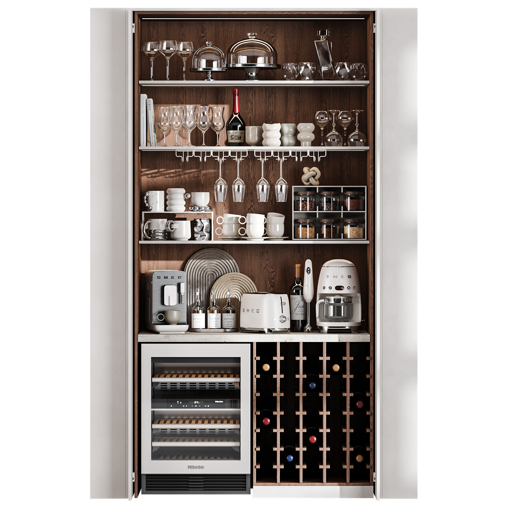 Built in Hidden Coffee Bar Cabinet Modern Beverage Station 3D model_1