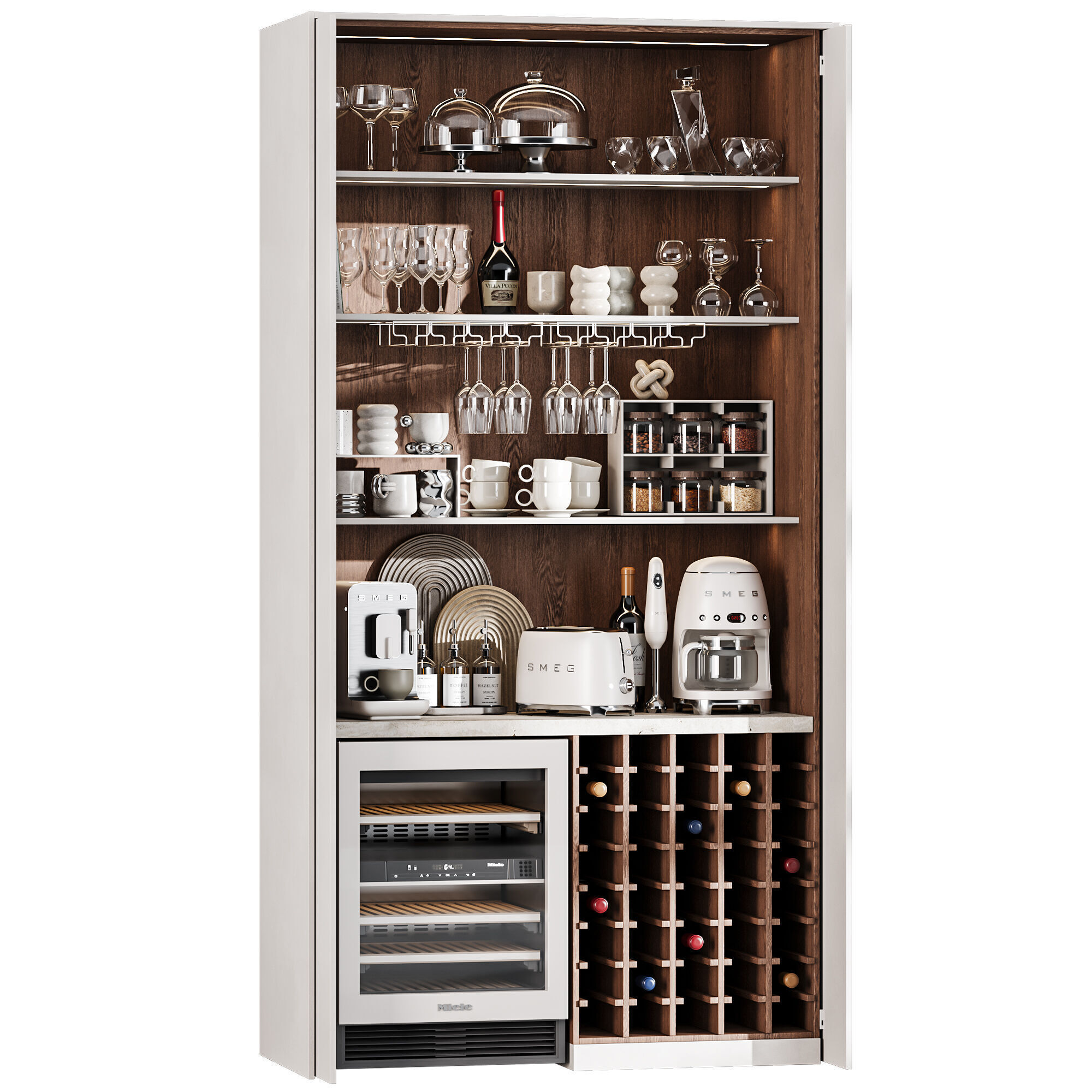 Built in Hidden Coffee Bar Cabinet Modern Beverage Station 3D model_2