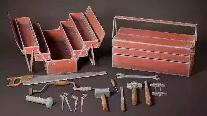 Tool Pack Handpainted Stylized VR Game Ready Low-poly 3D model