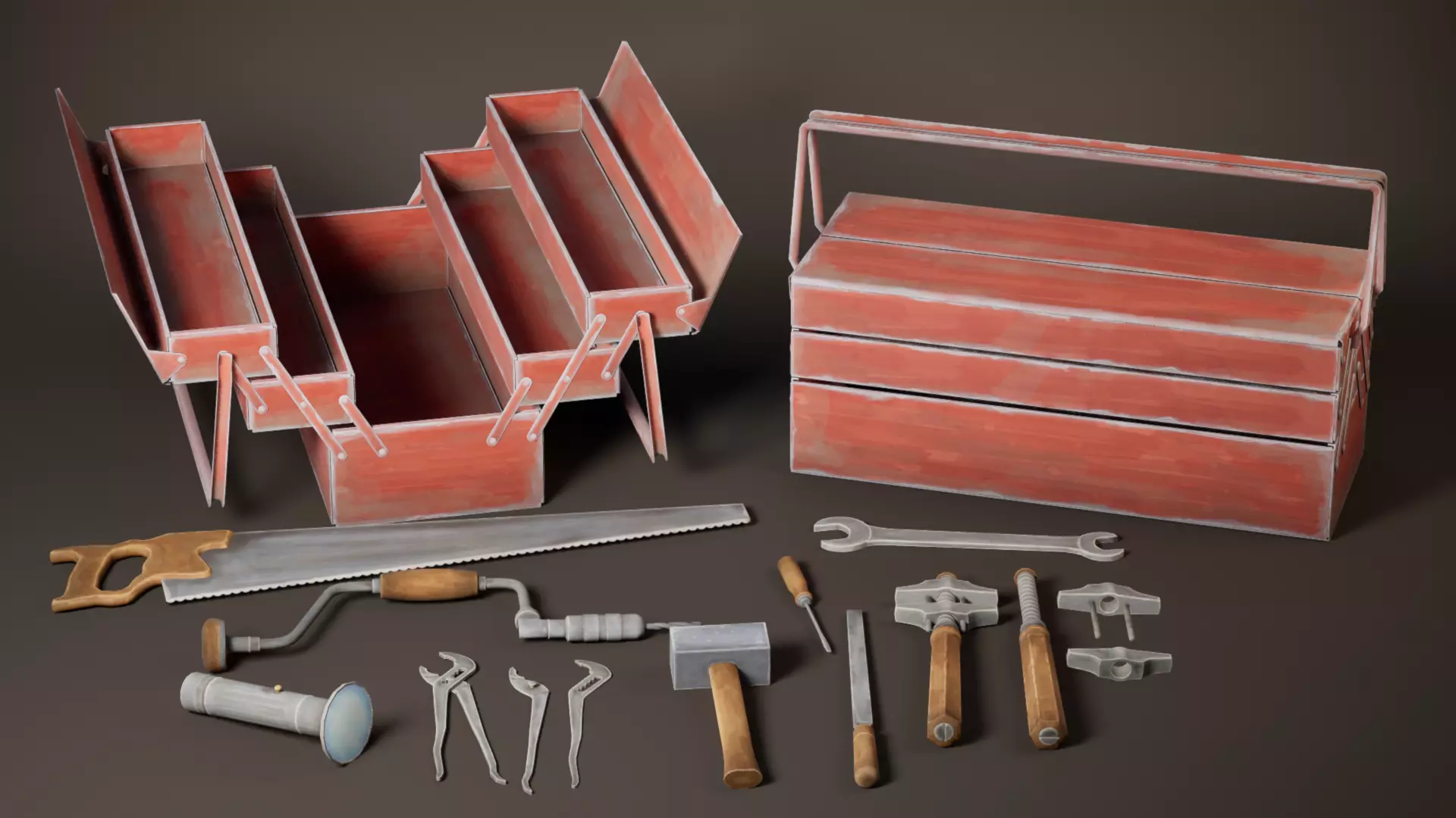 Tool Pack Handpainted Stylized VR Game Ready Low-poly 3D model_0