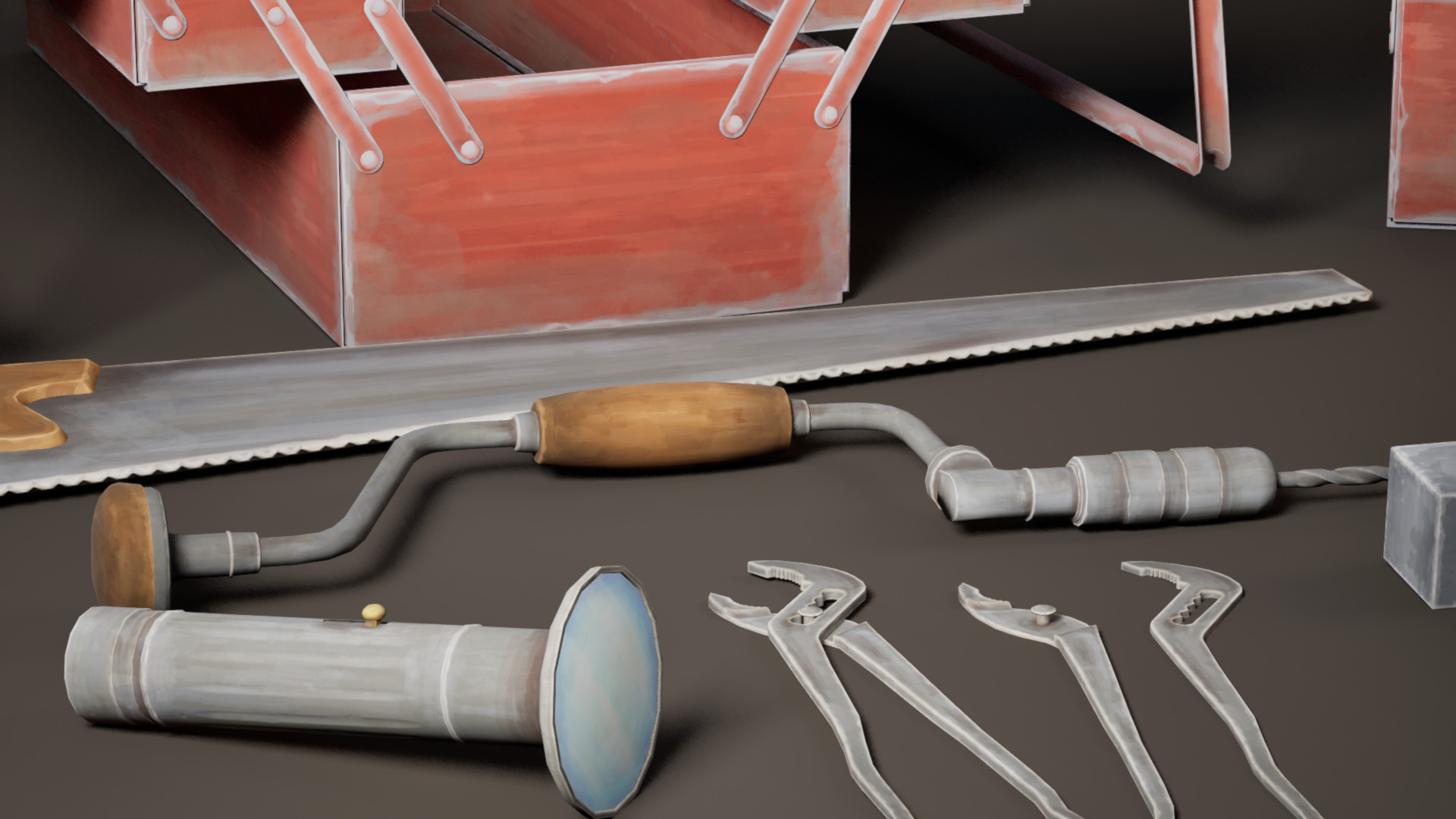 Tool Pack Handpainted Stylized VR Game Ready Low-poly 3D model_1