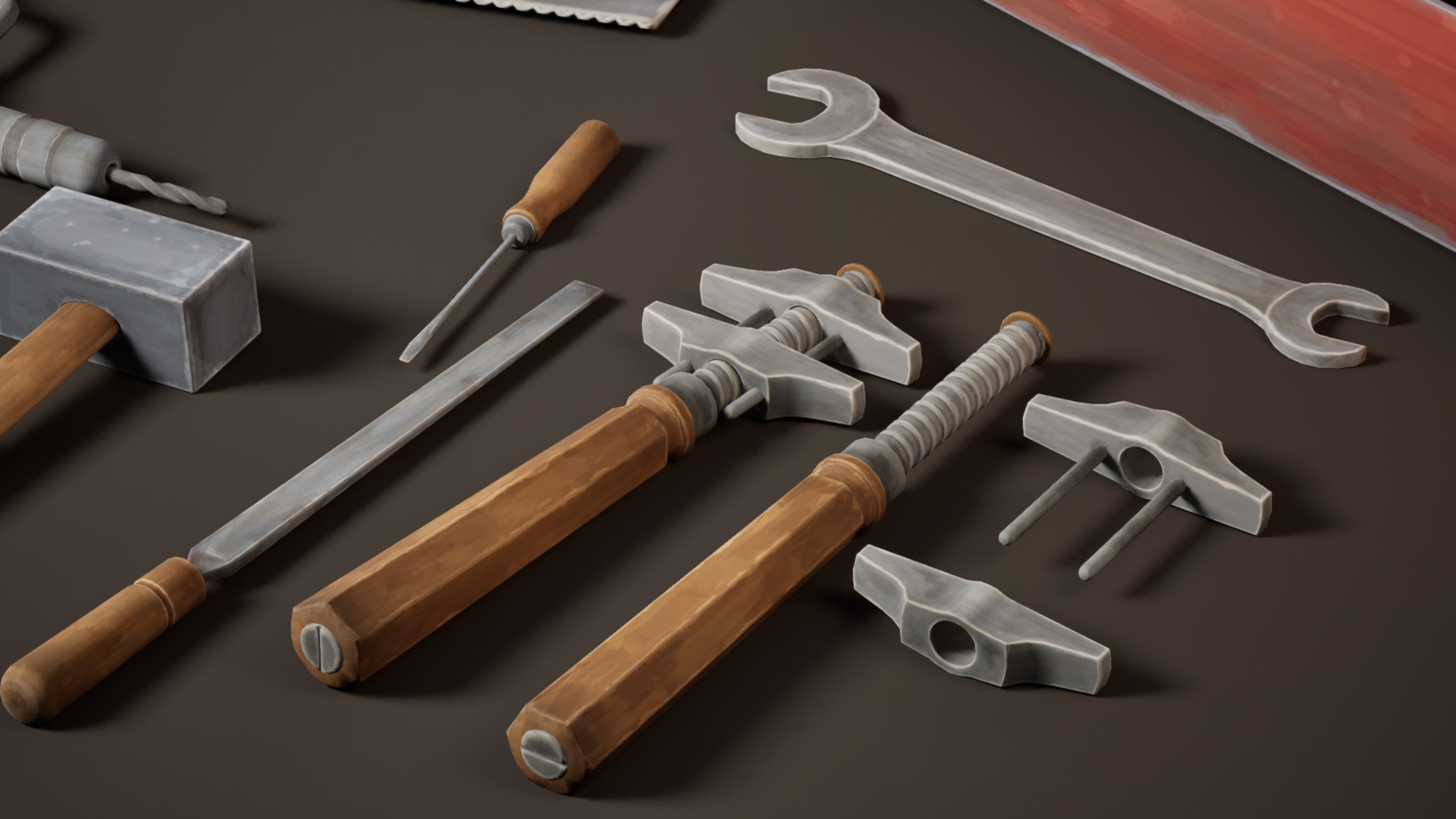 Tool Pack Handpainted Stylized VR Game Ready Low-poly 3D model_3