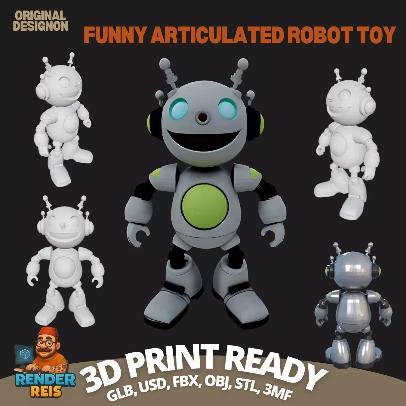 Funny Articulated Robot Toy 3D print model