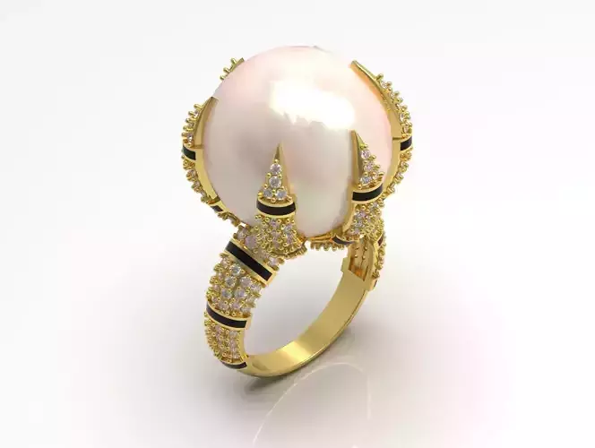 luxury pearl diamond ring pr0066