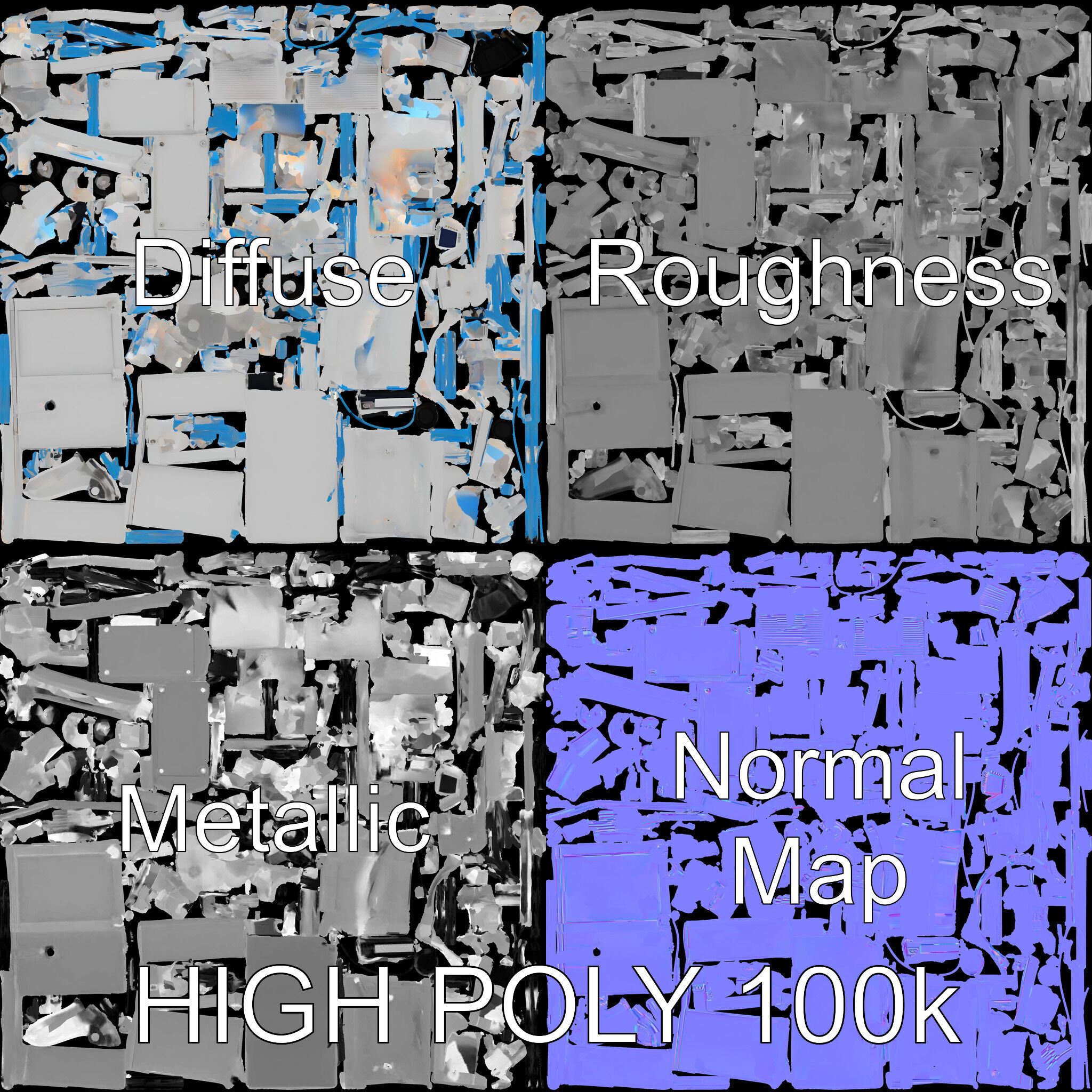 Industrial Machine with Cables Model Pack Low-poly 3D model_2