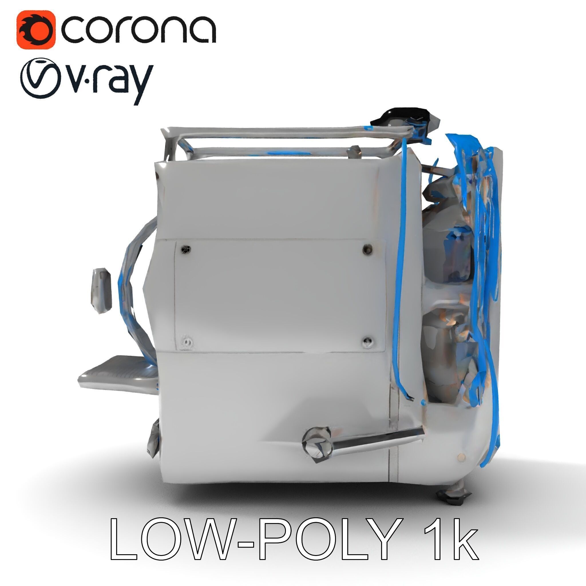 Industrial Machine with Cables Model Pack Low-poly 3D model_26