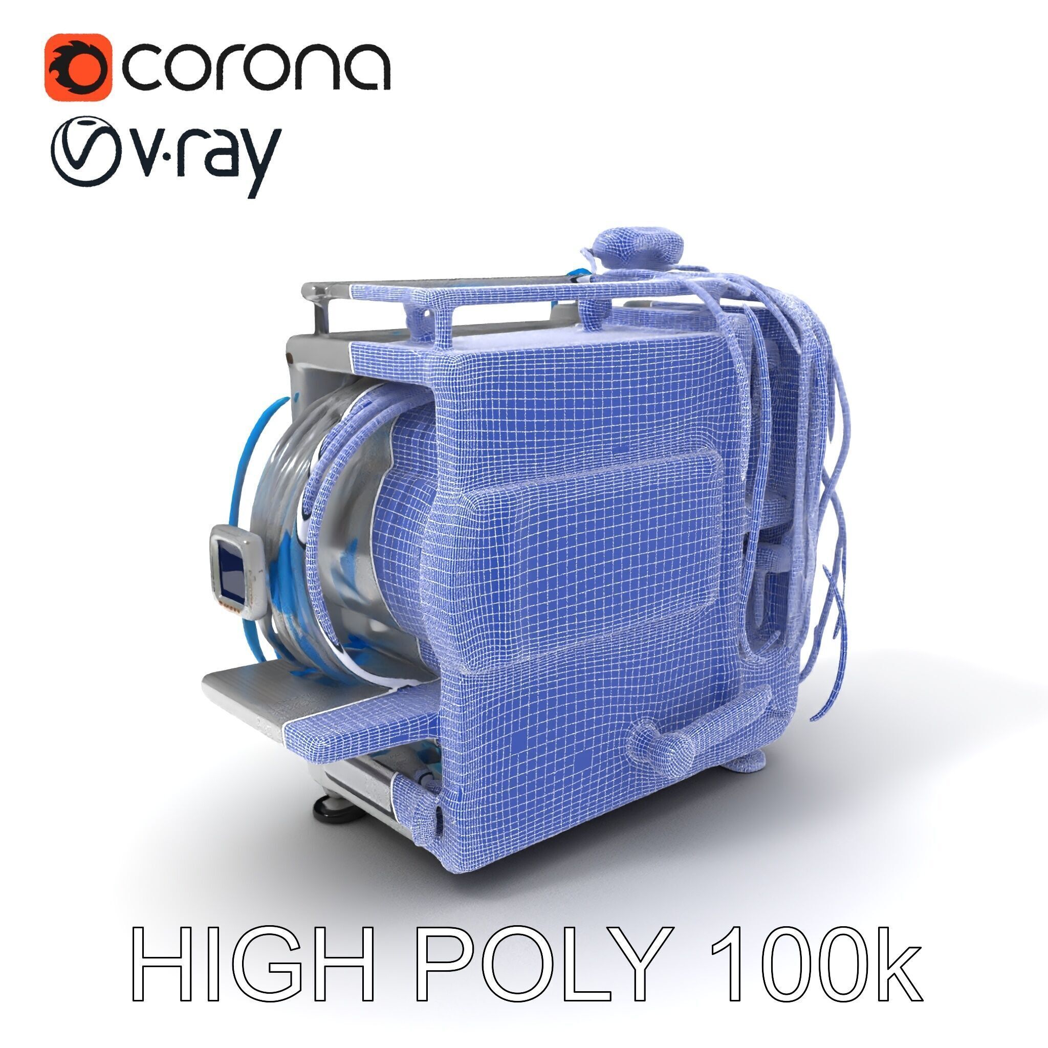 Industrial Machine with Cables Model Pack Low-poly 3D model_3