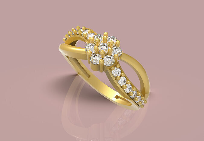 Ladies Diamond Ring - 0031 3D print model
