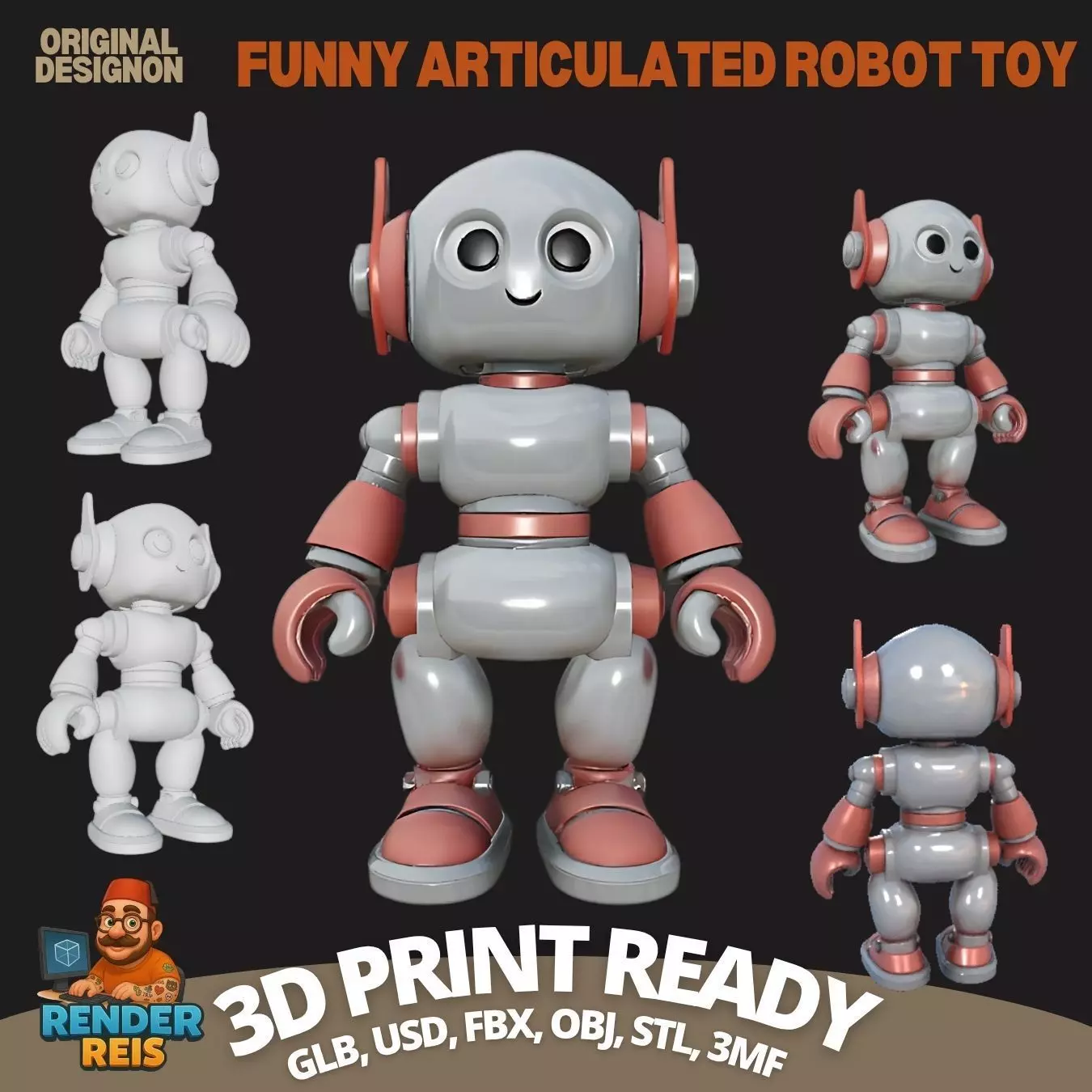 Future Fun in 3D Poseable Cute Robot Toy Model 3D print model_0
