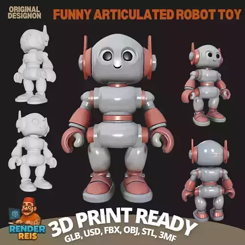 Future Fun in 3D Poseable Cute Robot Toy Model 3D print model Future Fun in 3D Poseable Cute Robot Toy Model 3D print model