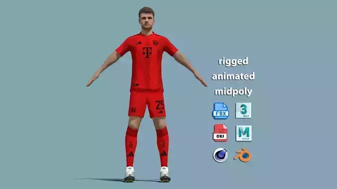 T-Pose Rigged Thomas Muller Bayern Munich 24-25 3D model