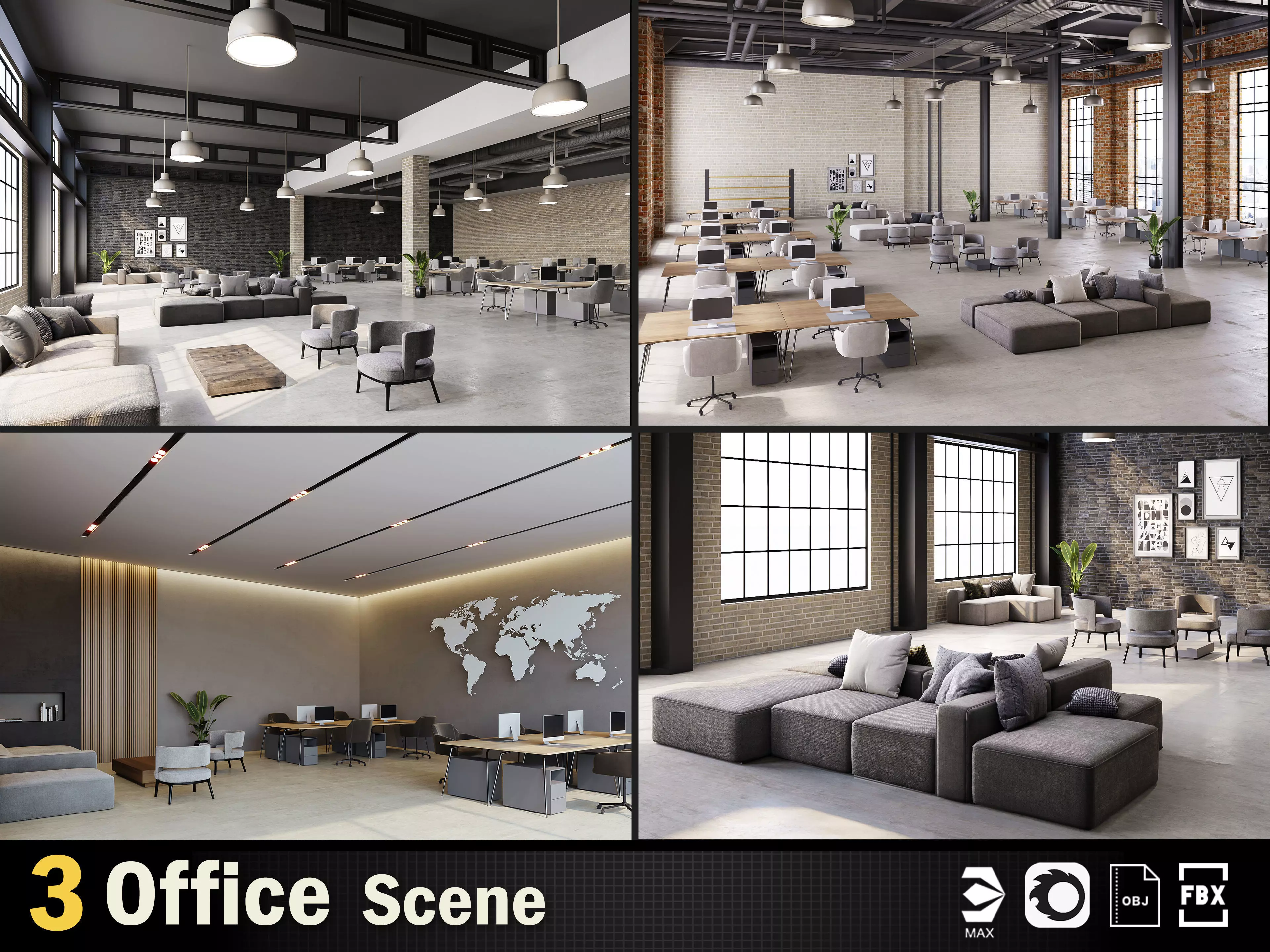 Interior office scene VOL 01 3D Model Collection_0