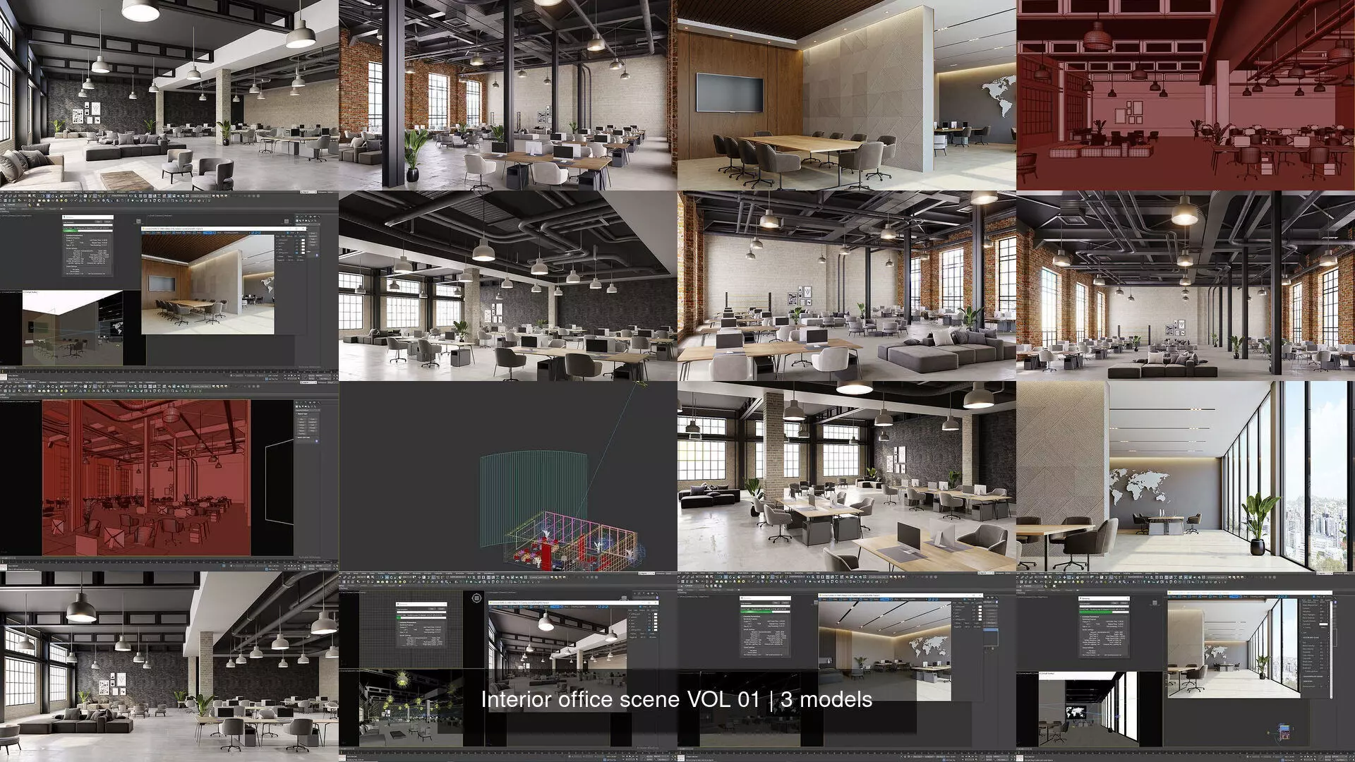 Interior office scene VOL 01 3D Model Collection_1
