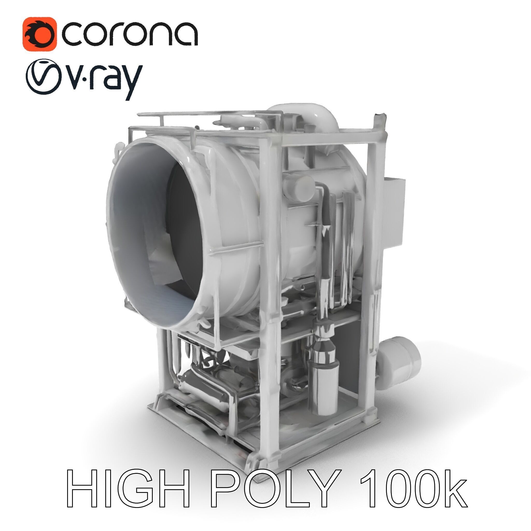 Industrial Machinery Engine Model Pack Low-poly 3D model_3