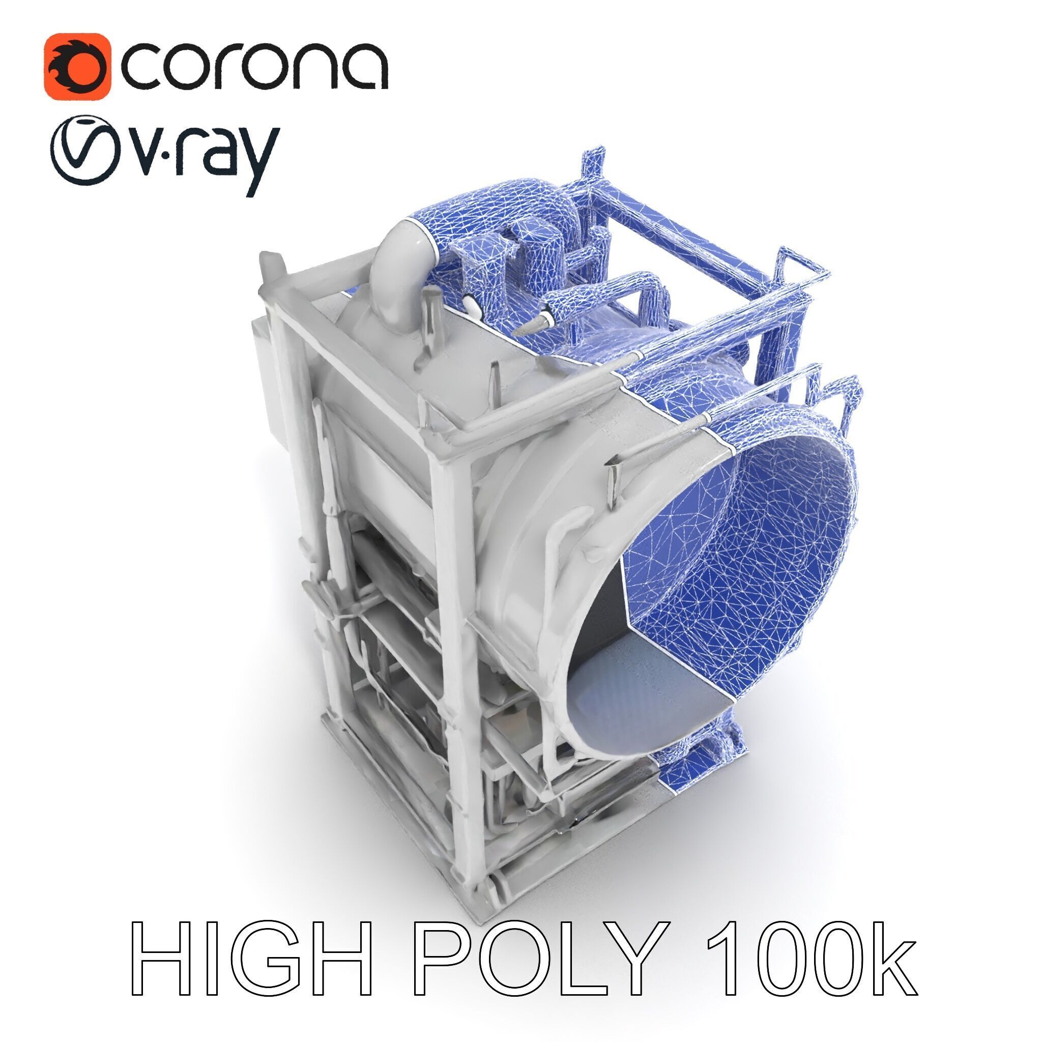 Industrial Machinery Engine Model Pack Low-poly 3D model_24