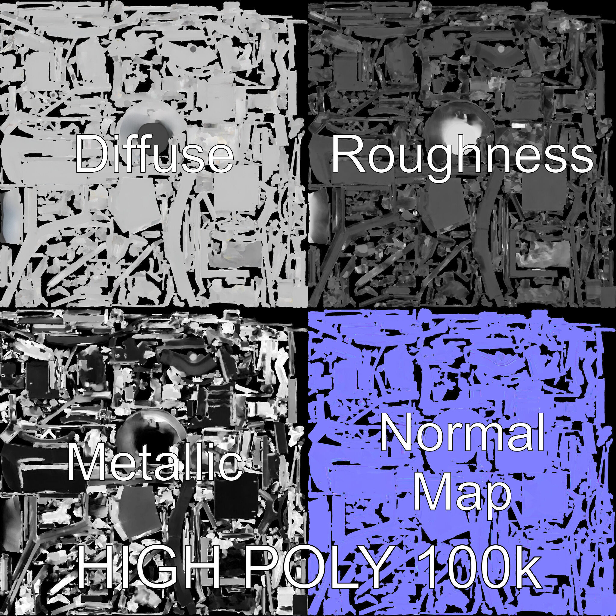 Industrial Machinery Engine Model Pack Low-poly 3D model_2