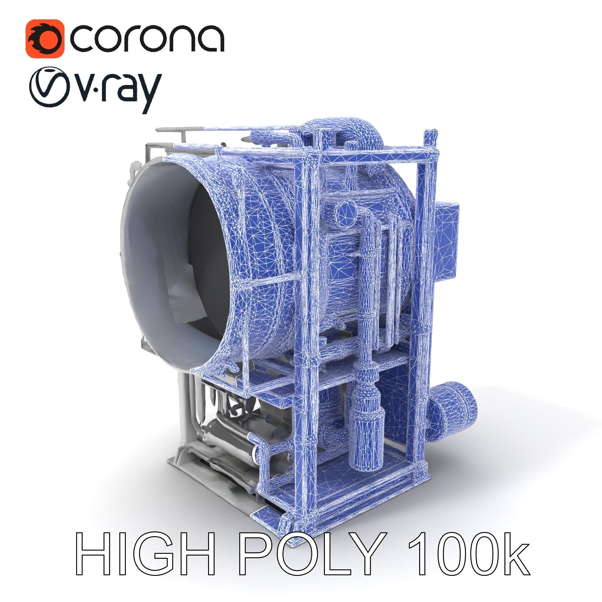 Industrial Machinery Engine Model Pack Low-poly 3D model_4
