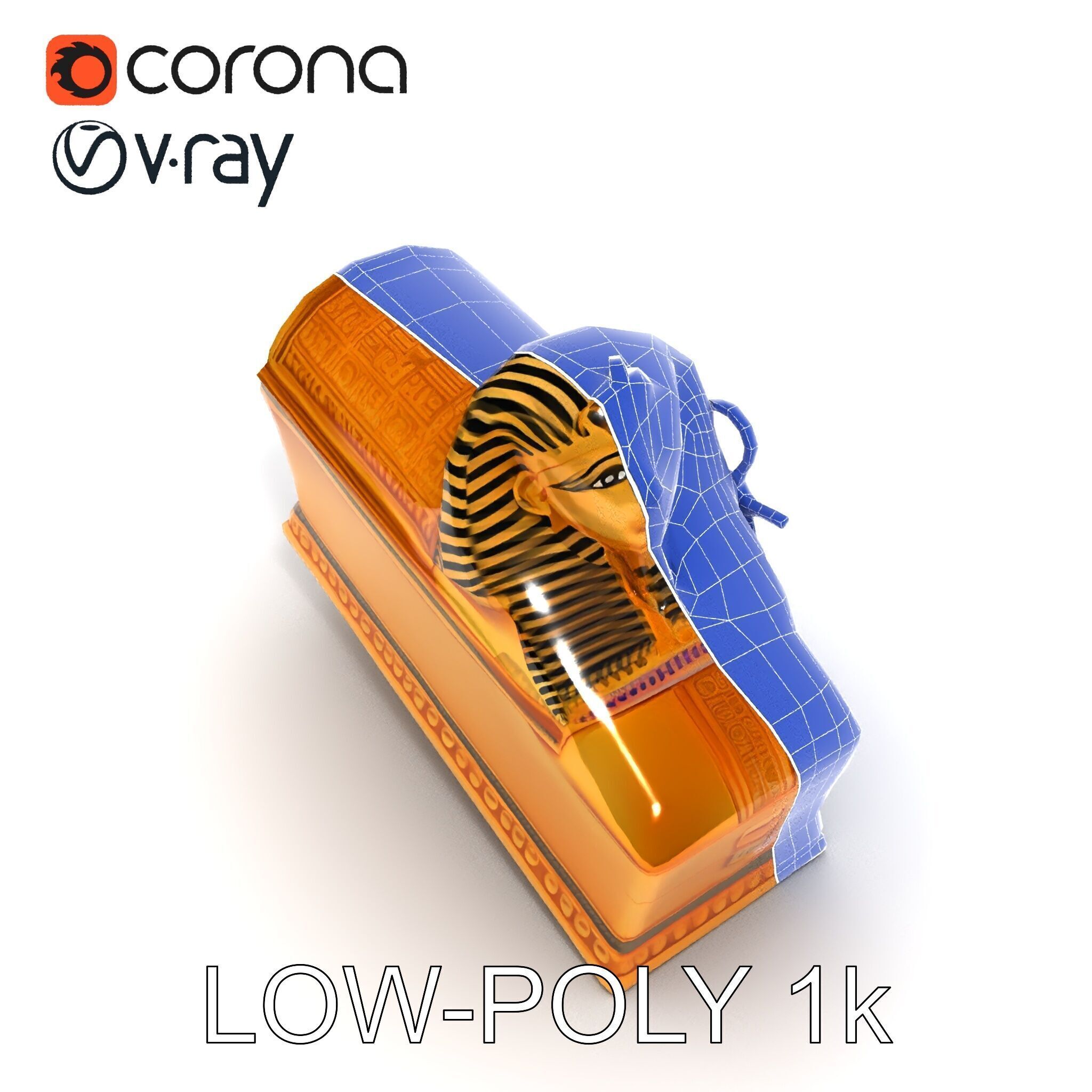 Ancient Egyptian Sarcophagus Model Pack Low-poly 3D model_30