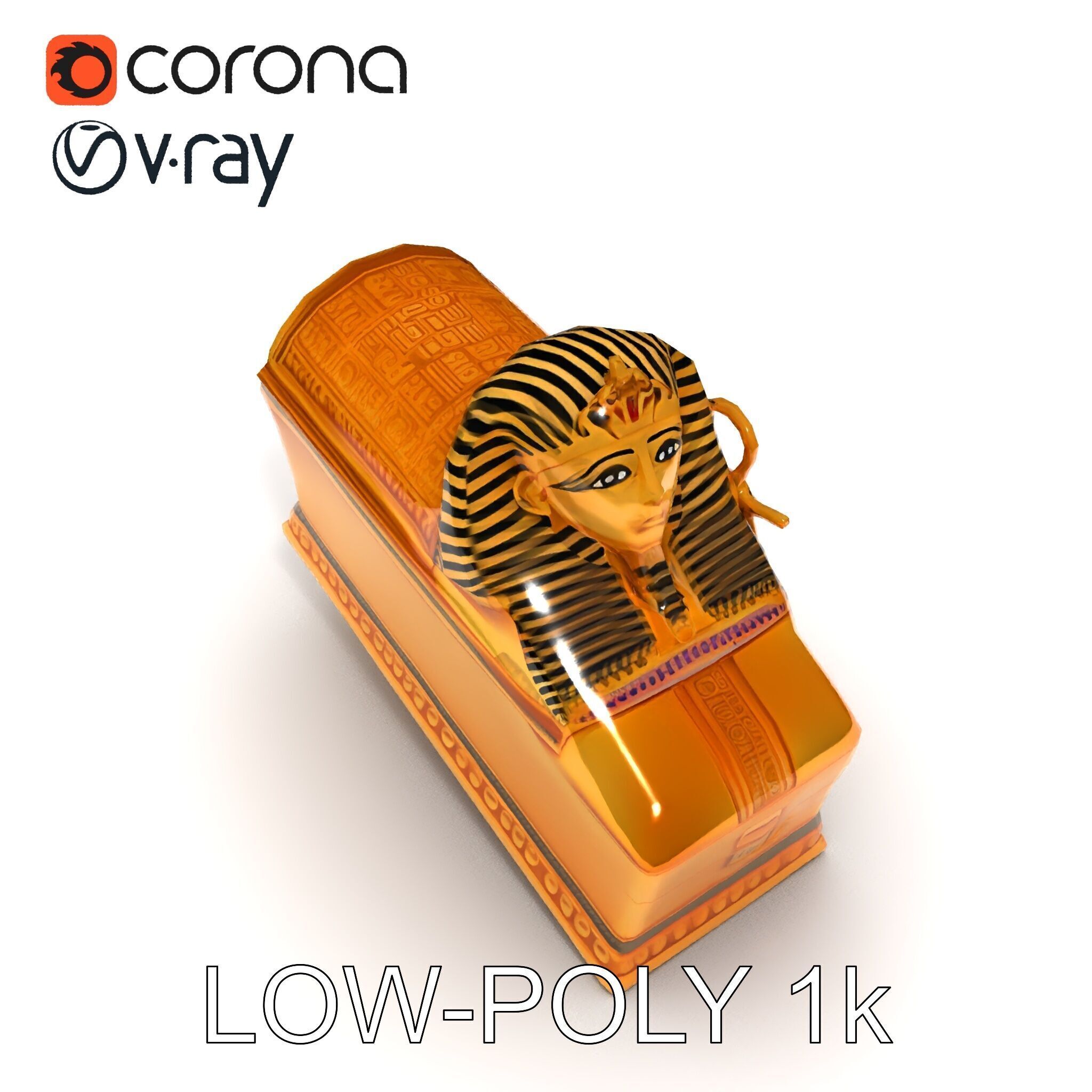 Ancient Egyptian Sarcophagus Model Pack Low-poly 3D model_17