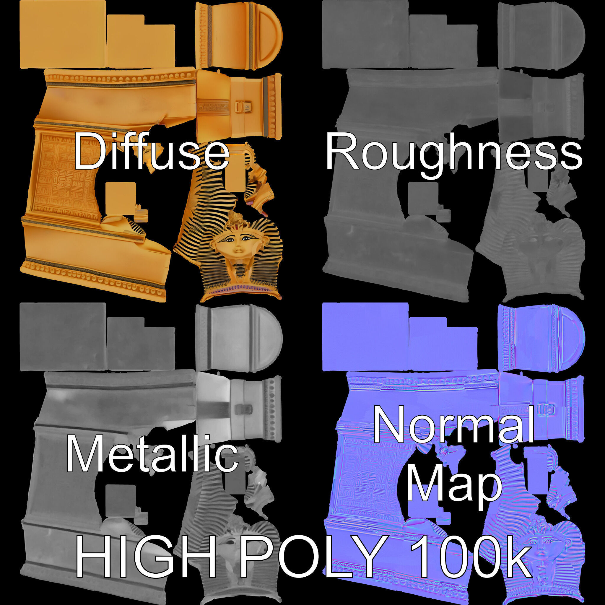 Ancient Egyptian Sarcophagus Model Pack Low-poly 3D model_2