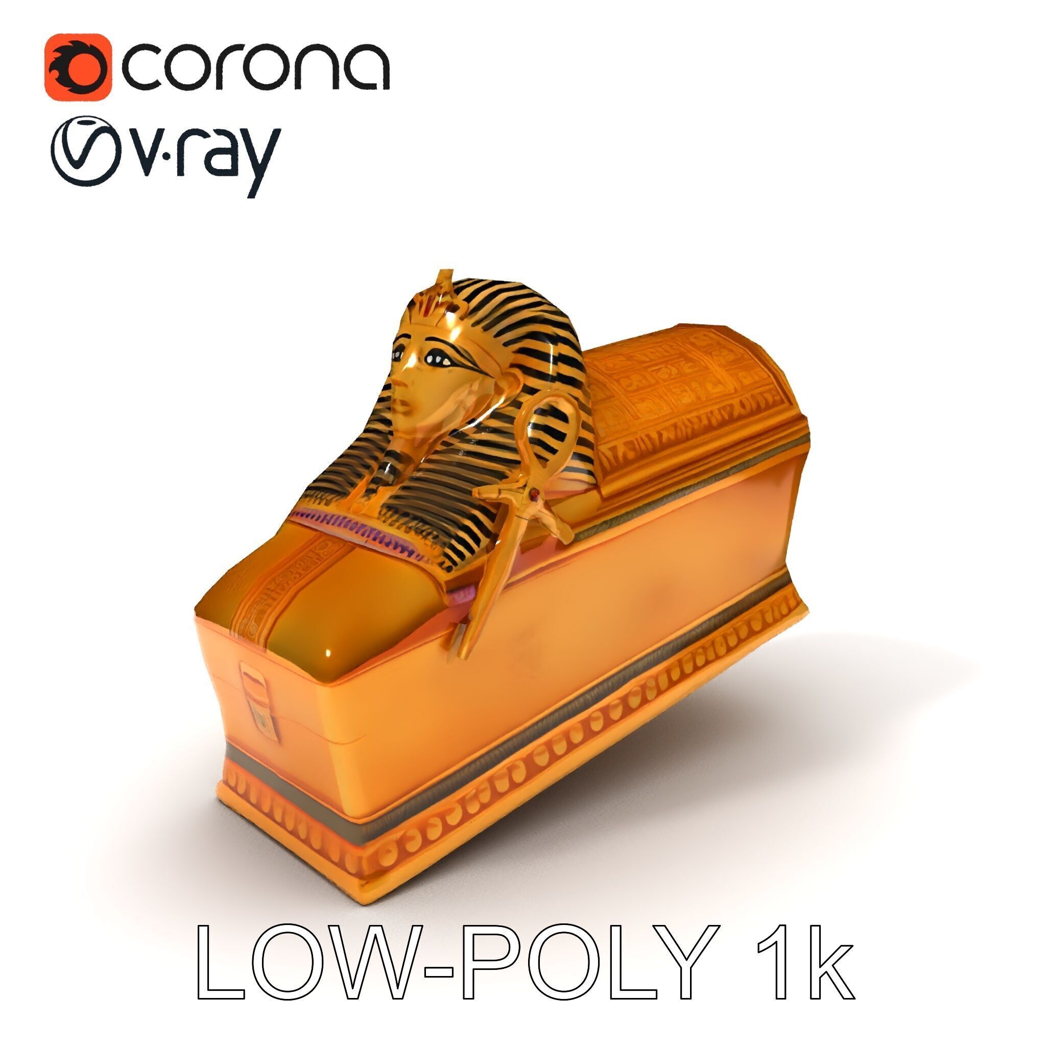 Ancient Egyptian Sarcophagus Model Pack Low-poly 3D model_12