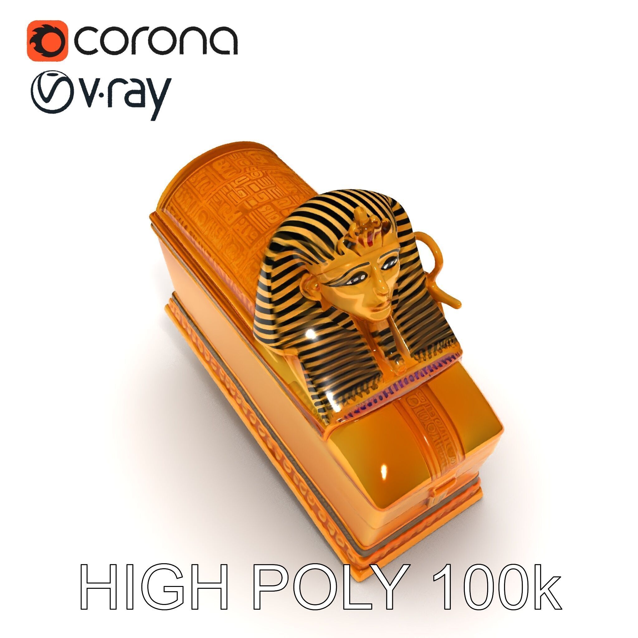 Ancient Egyptian Sarcophagus Model Pack Low-poly 3D model_10