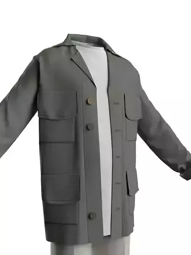 Stylized Male 3D Outfit Utility JacketTShirt and Trousers 