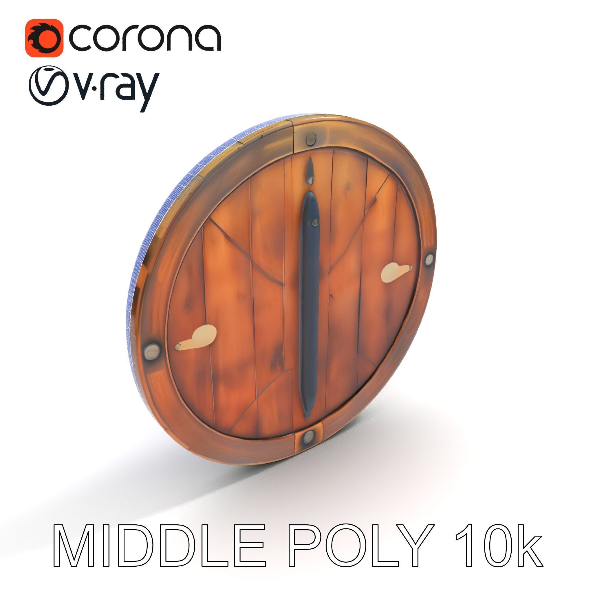 Medieval Round Shield Model Pack with Detailed Wood Texture Low-poly 3D model_17