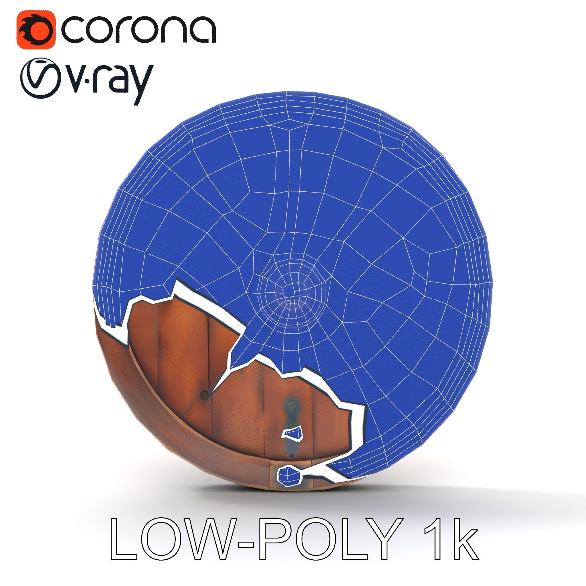 Medieval Round Shield Model Pack with Detailed Wood Texture Low-poly 3D model_34