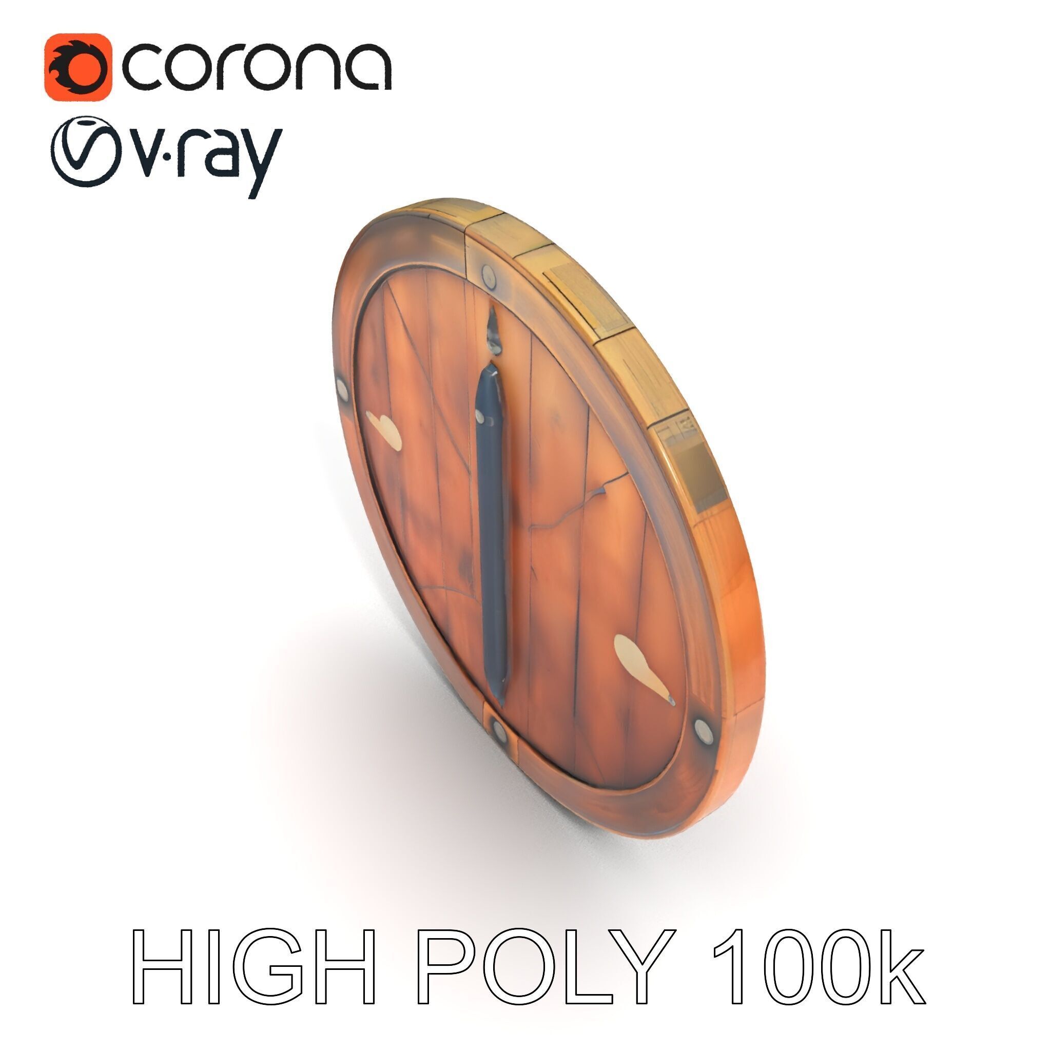 Medieval Round Shield Model Pack with Detailed Wood Texture Low-poly 3D model_35