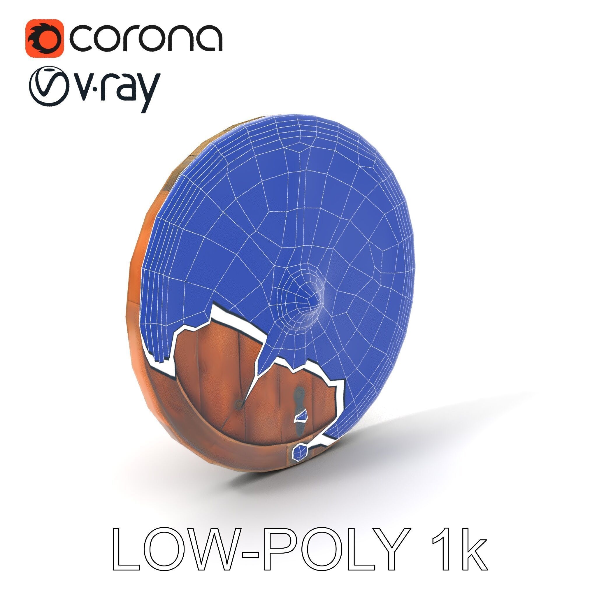 Medieval Round Shield Model Pack with Detailed Wood Texture Low-poly 3D model_18