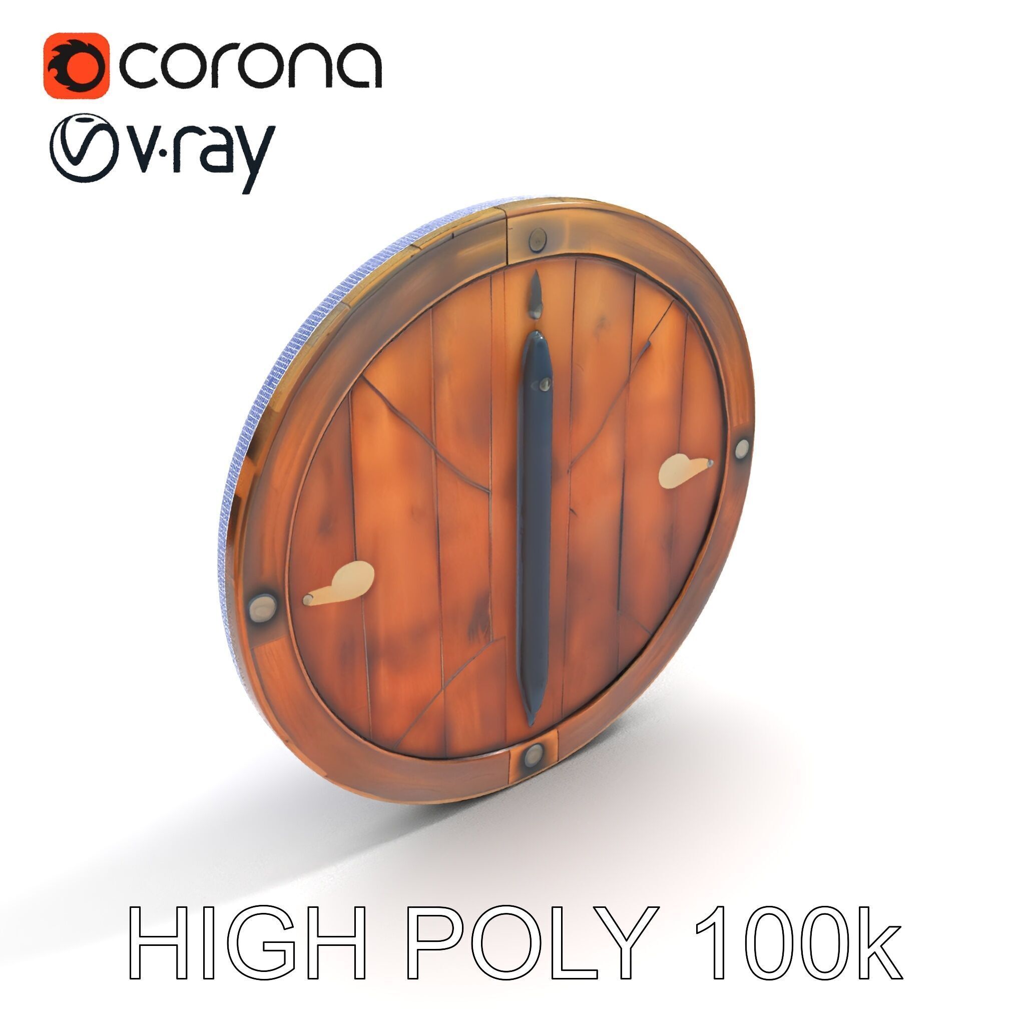 Medieval Round Shield Model Pack with Detailed Wood Texture Low-poly 3D model_19